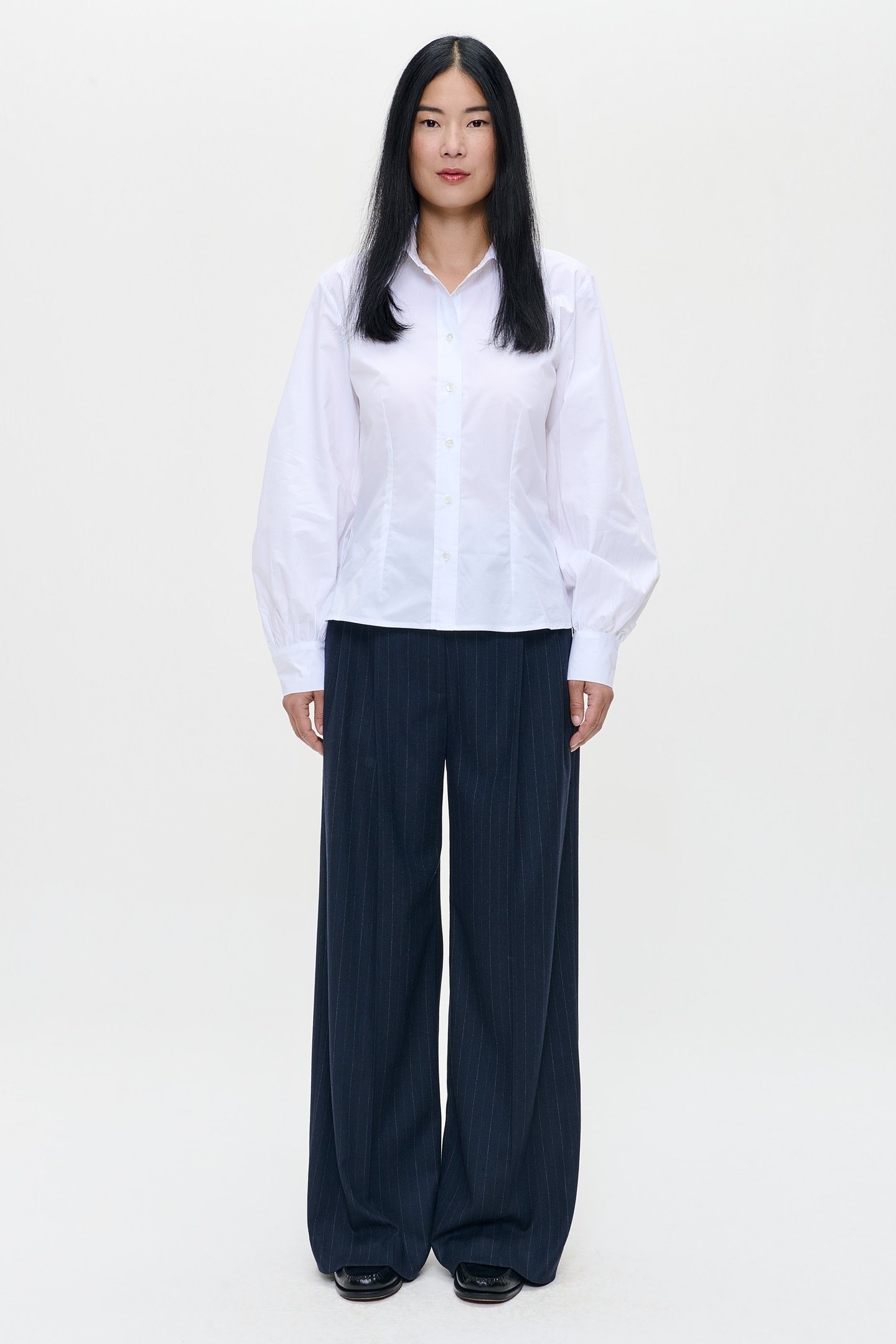 WHITE POPLIN PUFF SLEEVE SHIRT WHITE 1