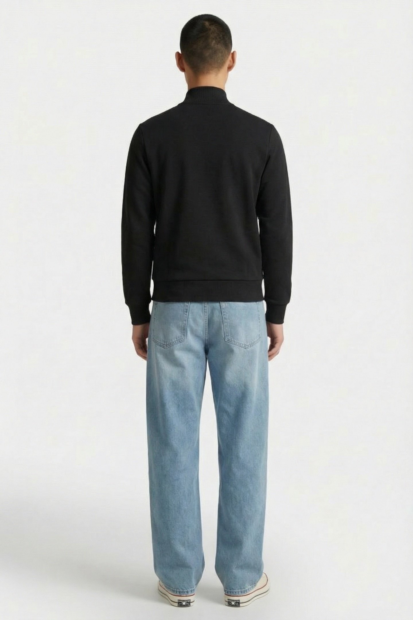 ZIP-UP HIGH NECK FLEECE SWEATSHIRT BLACK 2