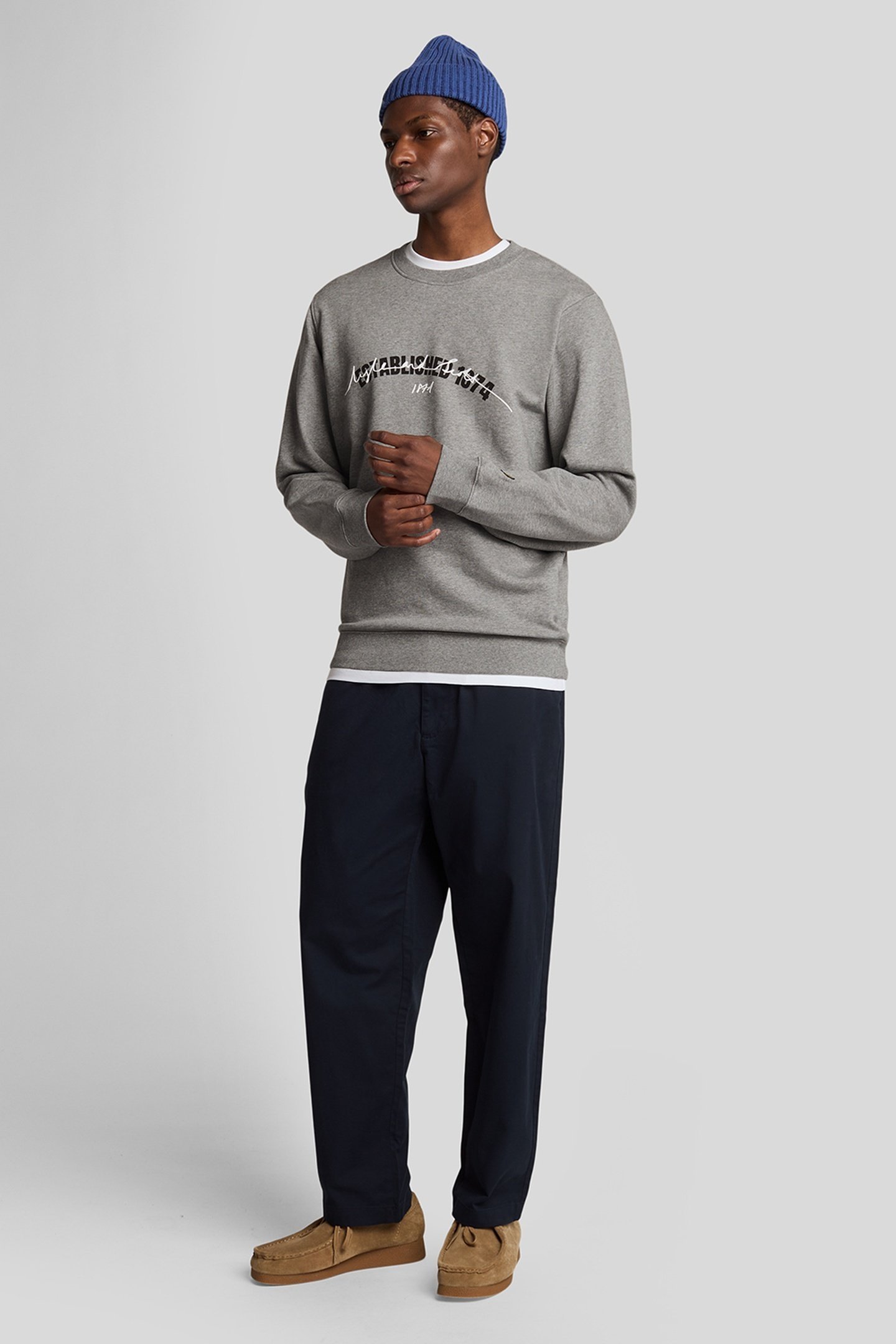 ESTABLISHED 1874 GRAPHIC CREW NECK SWEATSHIRT MID GREY MARL 1