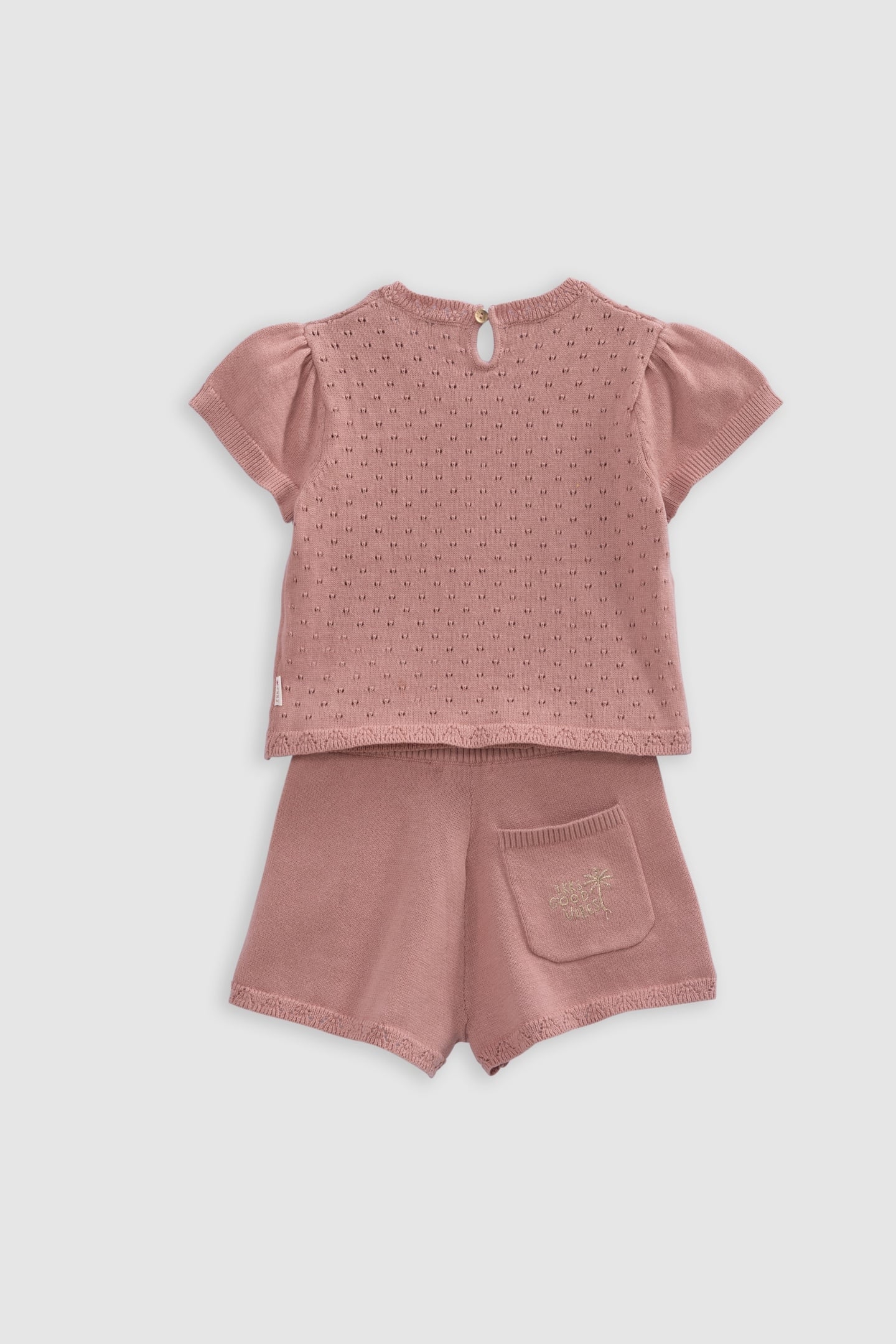 SHORTS AND PINK OPENWORK T-SHIRT SET 2