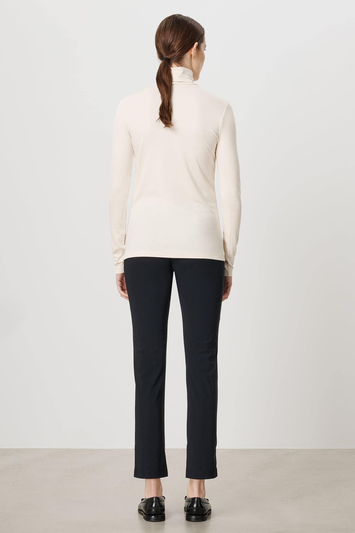 TENCEL ROLL NECK TOP LATTE 3