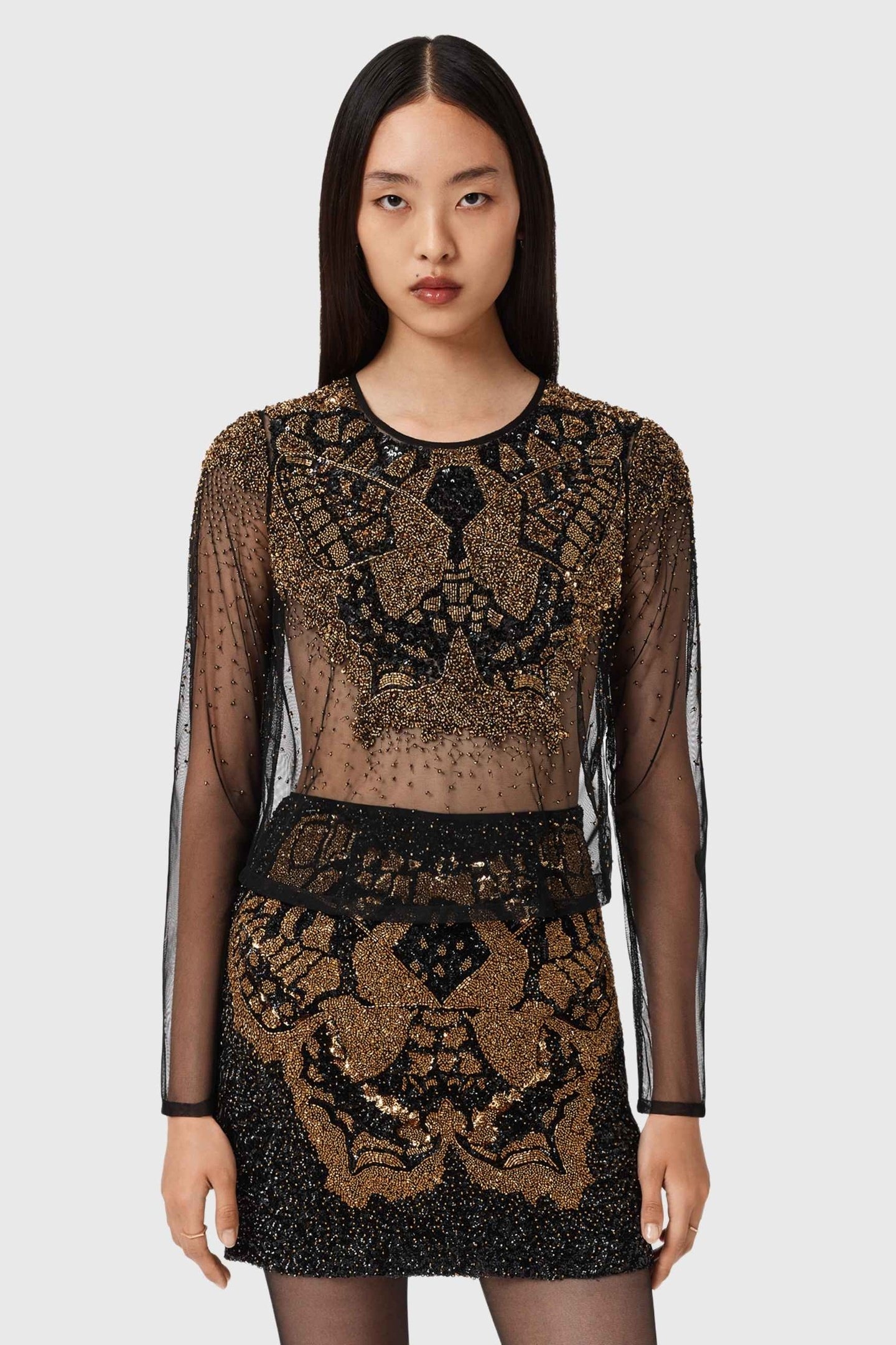 GRETA EMB TOP BLACK/GOLD 1