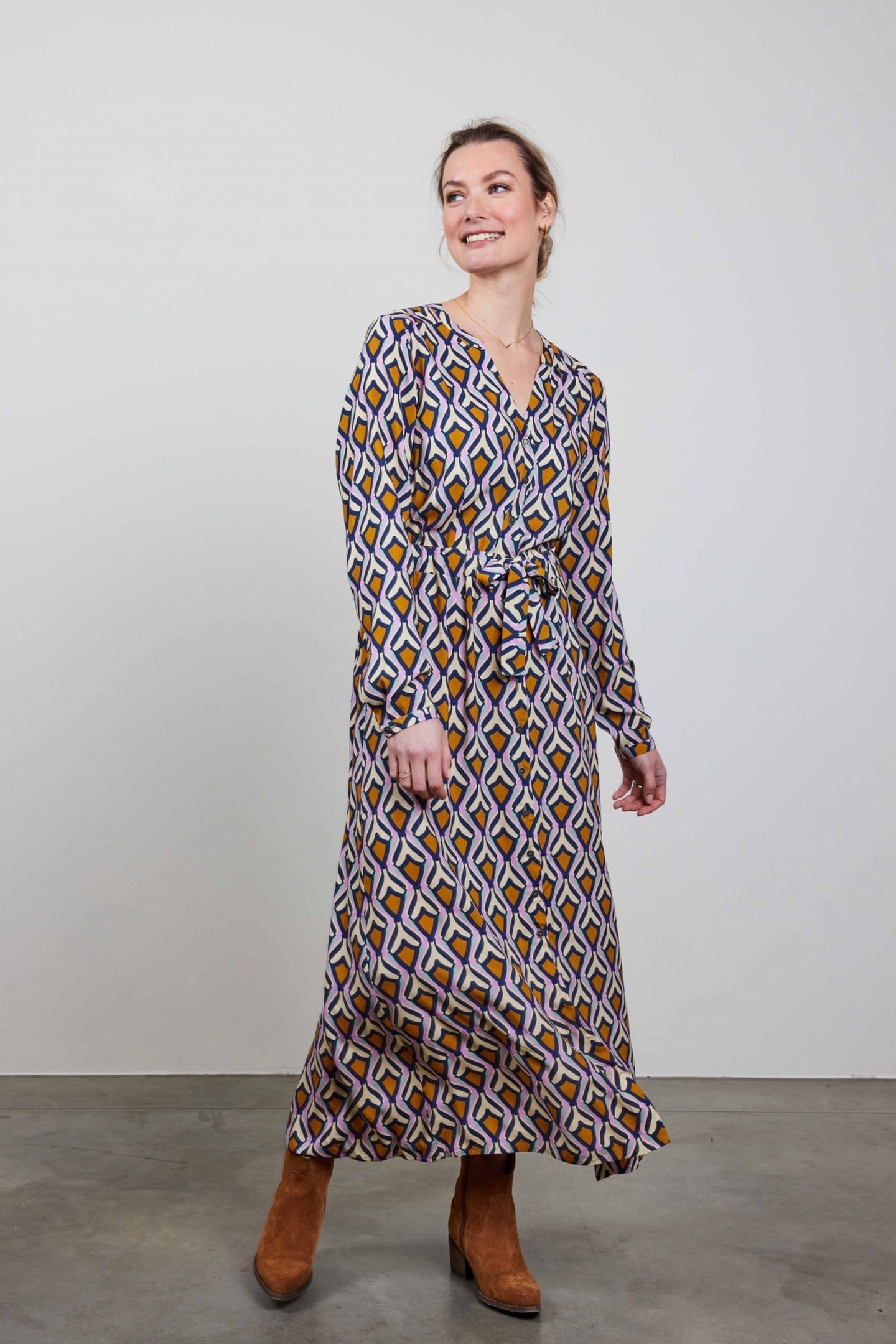 DRESS JOYFUL IN OFFWHITE WITH COSMIC DREAMS PRINT 3