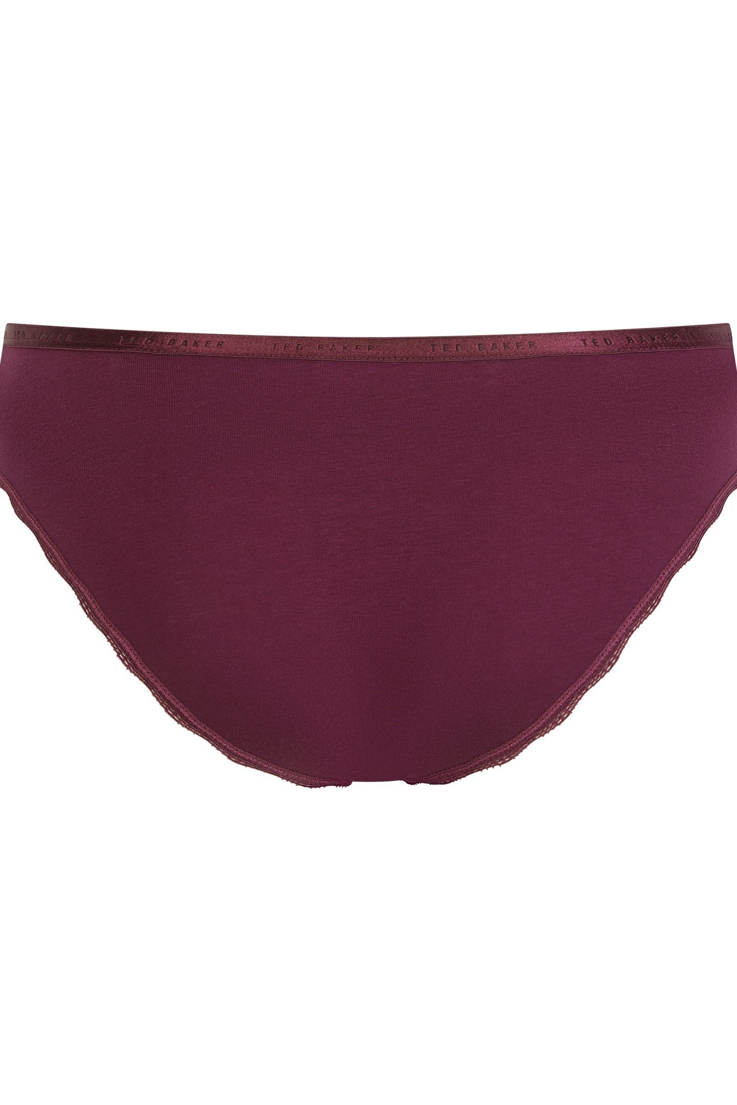 HARRIOT 3PK PLAIN BRIEF WITH LACE TRIM MAUVE WINE/ WISTFUL M 5