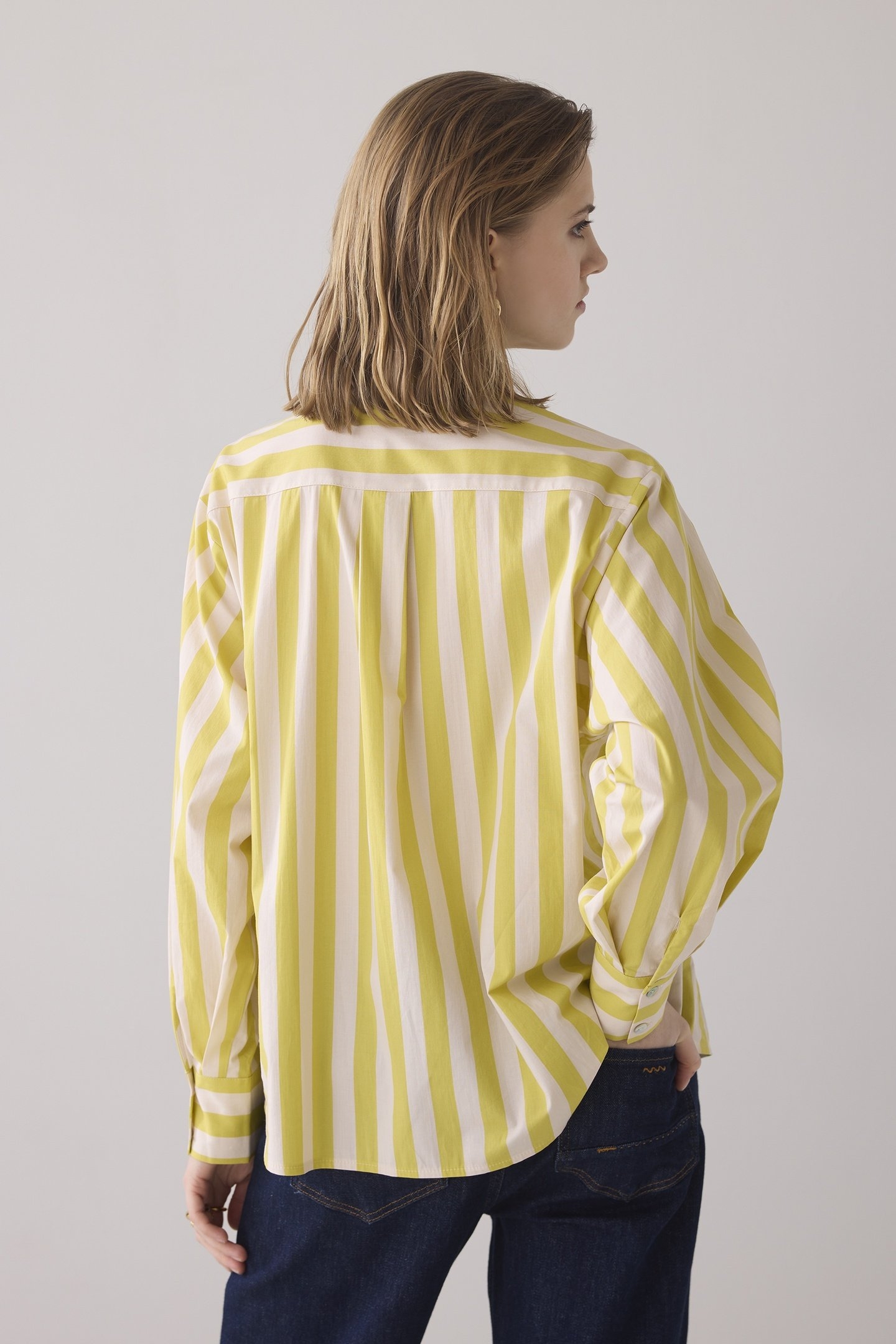 BLOUSE BOW TIE PRINTED STRIPE MIMOSA YELLOW 3