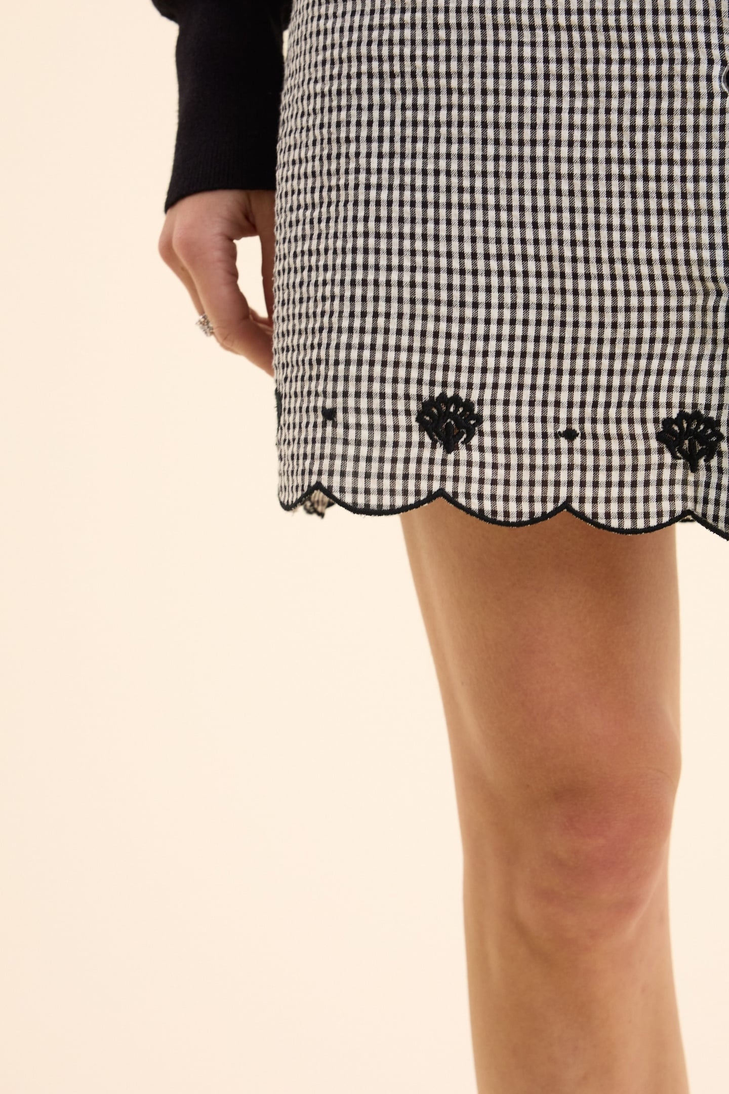 ECRU SKIRT WITH GINGHAM PATTERN AND EMBROIDERY ECRU 4