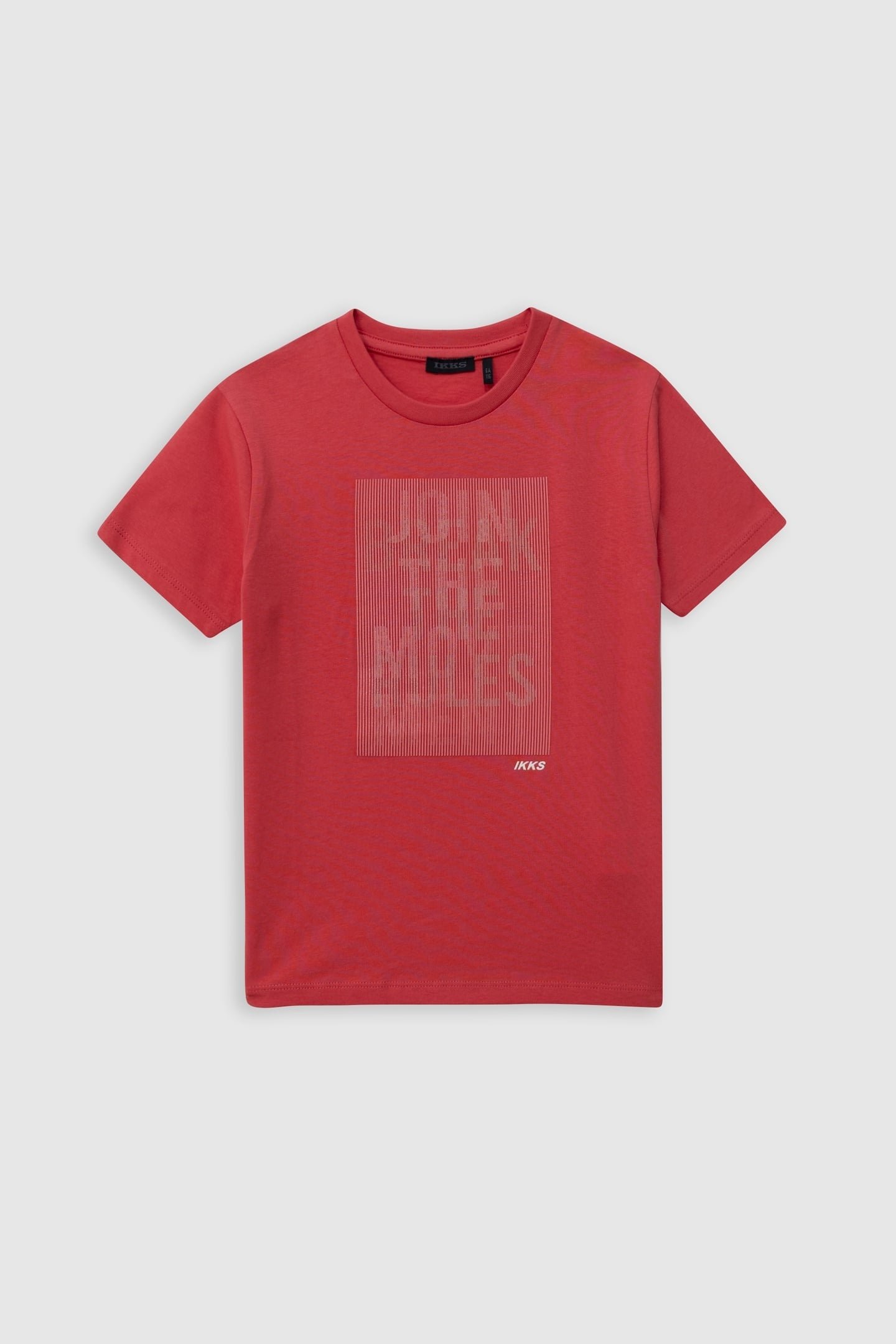 RED ORGANIC COTTON T-SHIRT WITH STRIPES ON MESSAGE 1