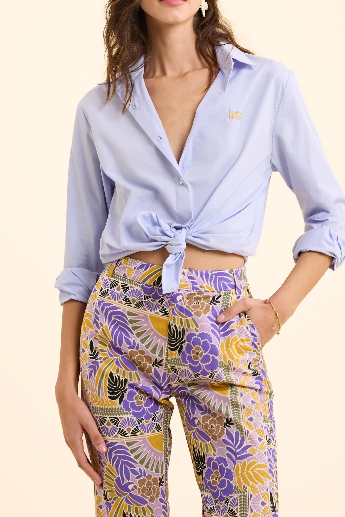 SKY BLUE SHIRT WITH MONOGRAM EMBROIDERY SKY BLUE 5