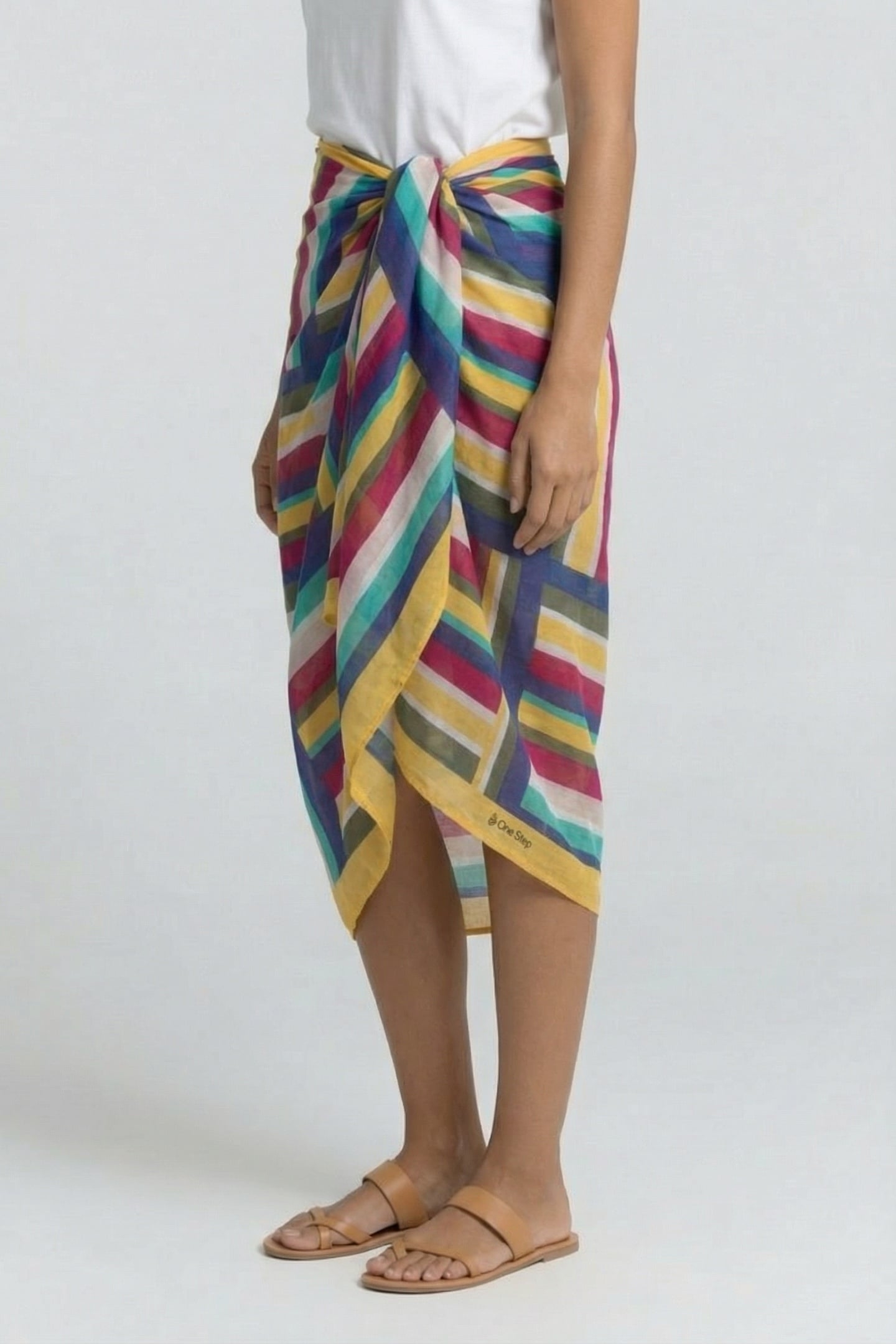 ALMA - BLUE SARONG WITH STRIPED COLOUR PATTERNS 3