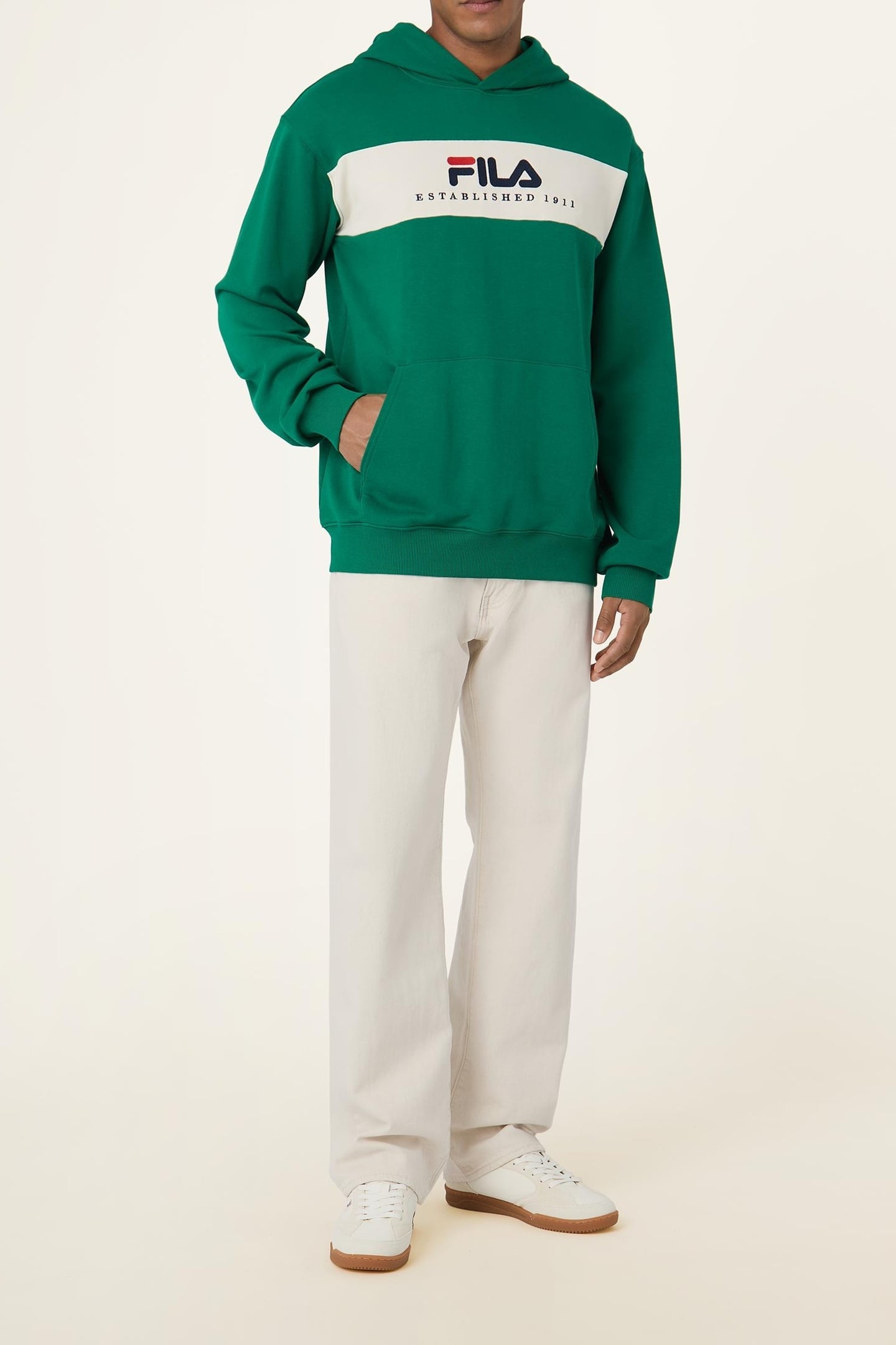 UNISEX VALSERA REGULAR BLOCKED HOODIE GREEN JACKET-EGRET 2