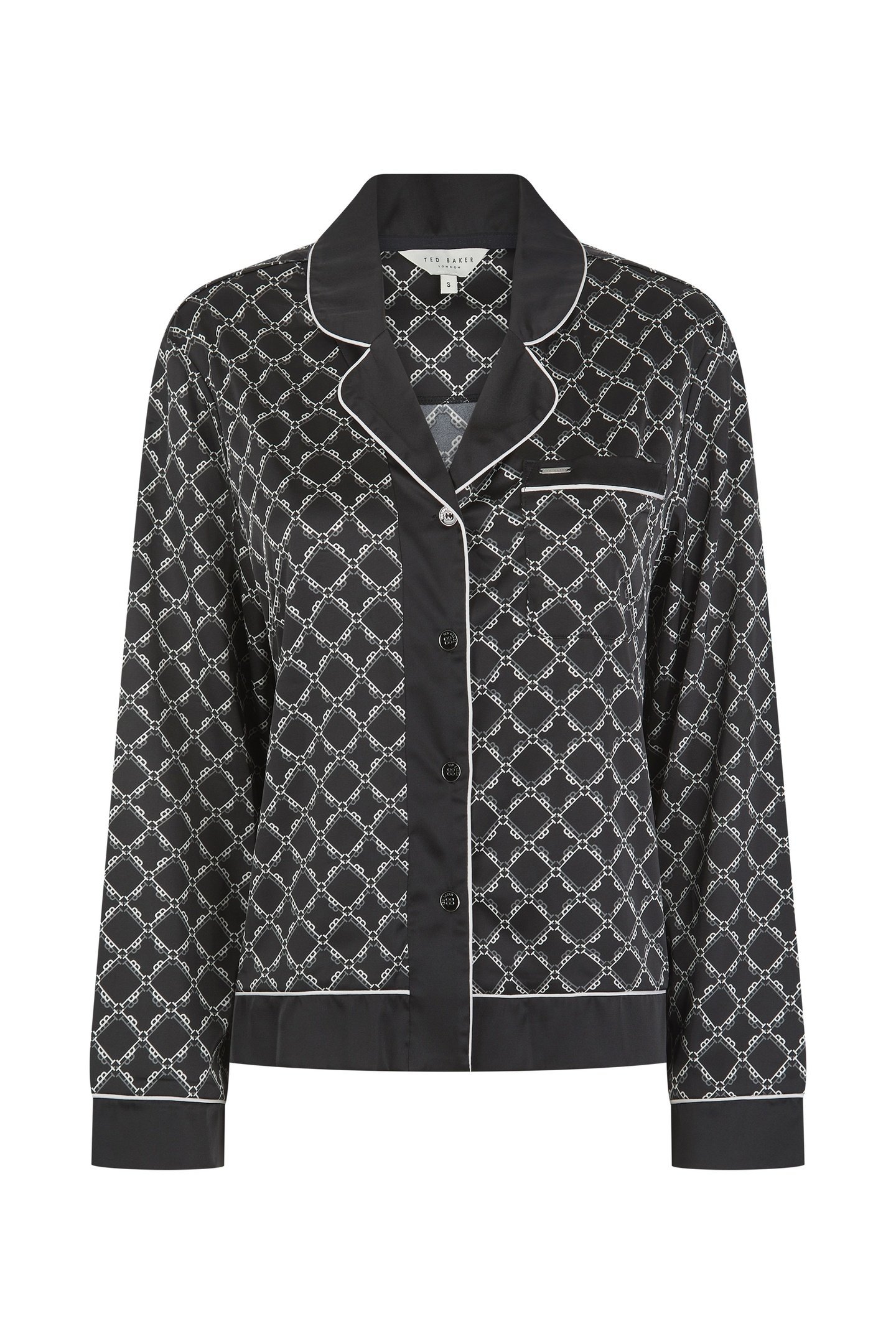 TILLY LONG MONOGRAM PRINTED PYJAMA SET JET BLACK PRINT 3