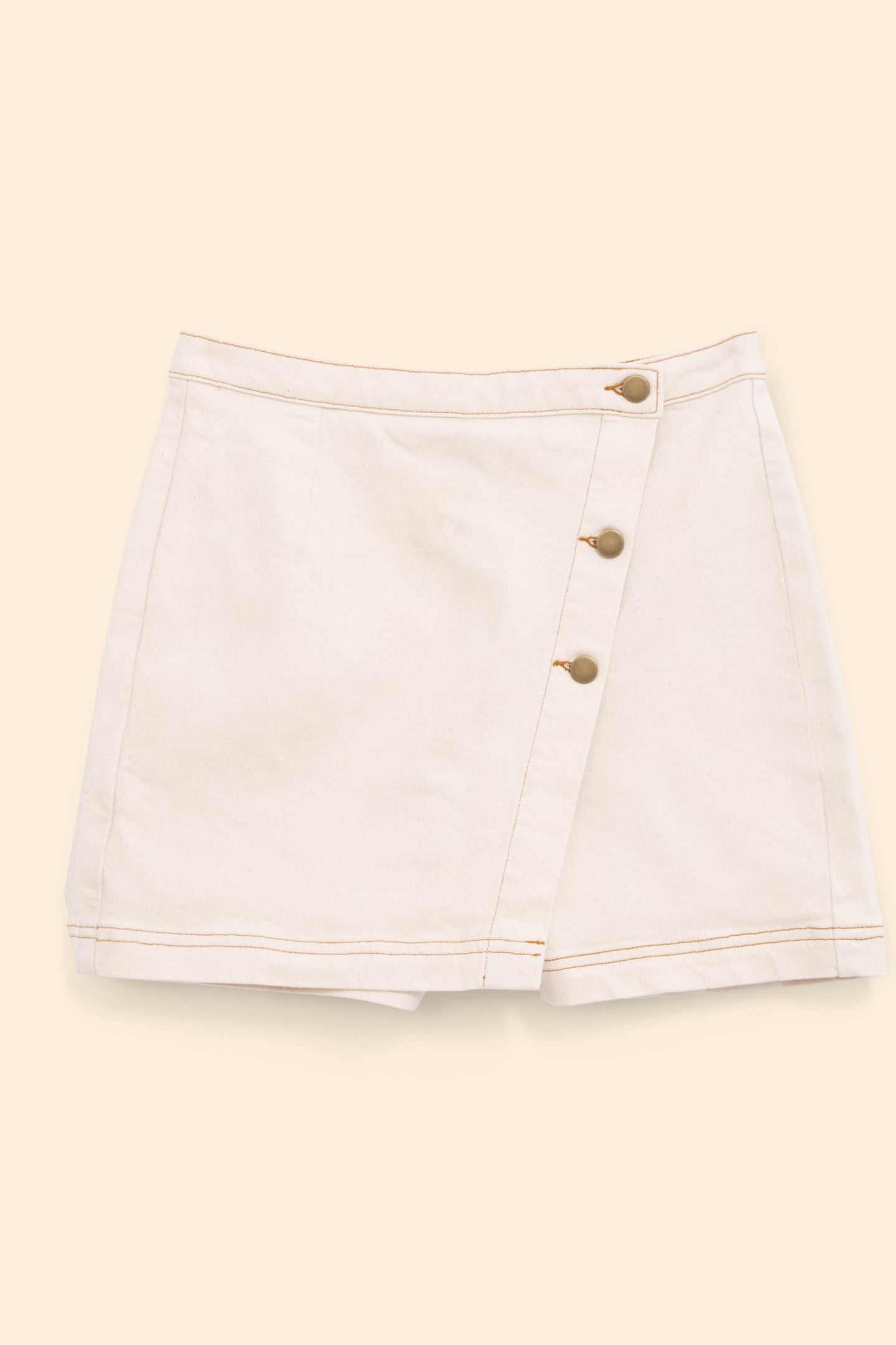 ECRU DENIM SKORT WITH OCHRE TOPSTITCHING ECRU 5