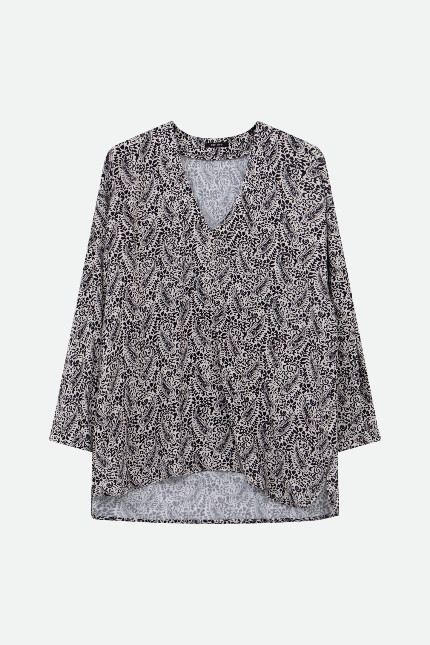CERES - BLACK BLOUSE WITH NEO CASHMERE PRINT 4