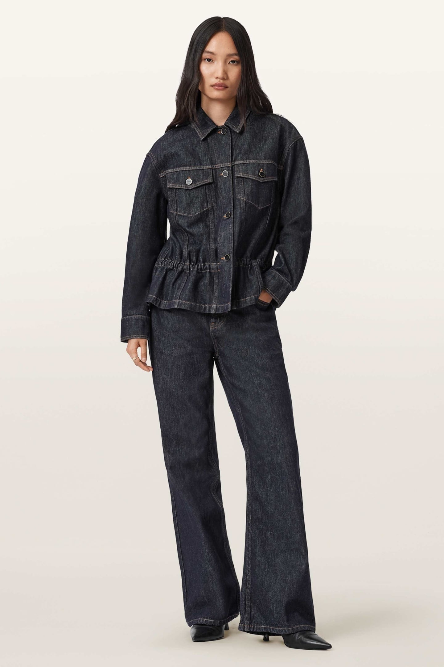 DENBY PEPLUM TRUCKER RAW INDIGO BLUE 2