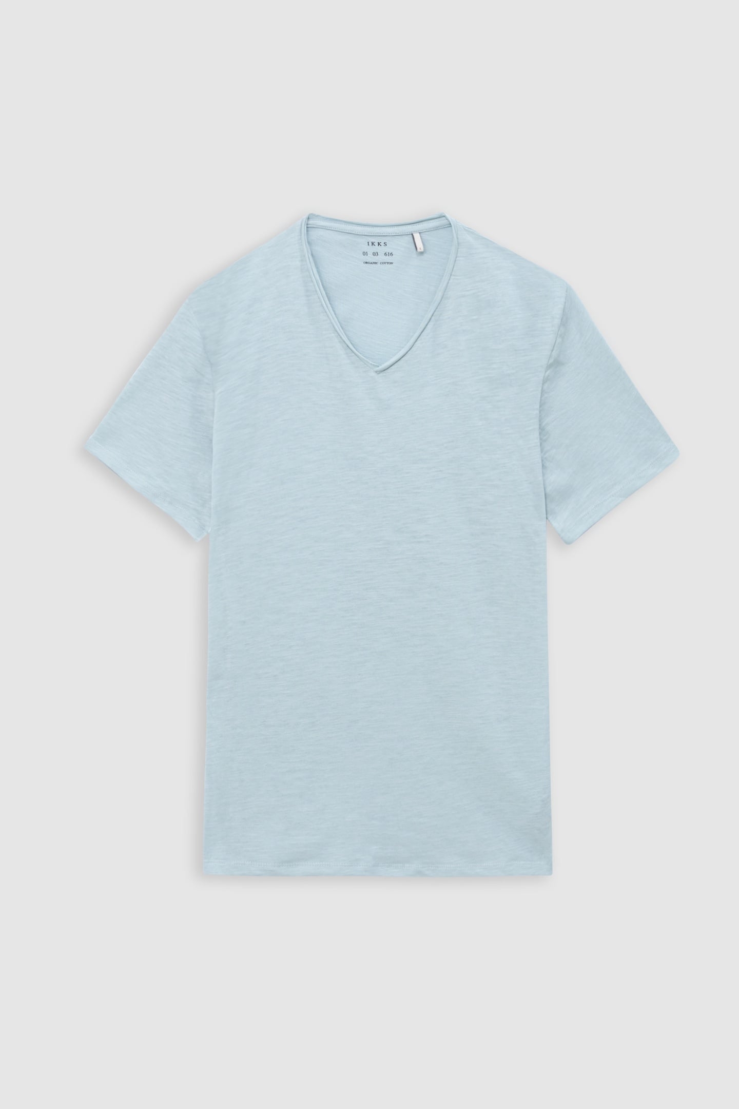 GREY BLUE ORGANIC COTTON ESSENTIAL V-NECK T-SHIRT 4