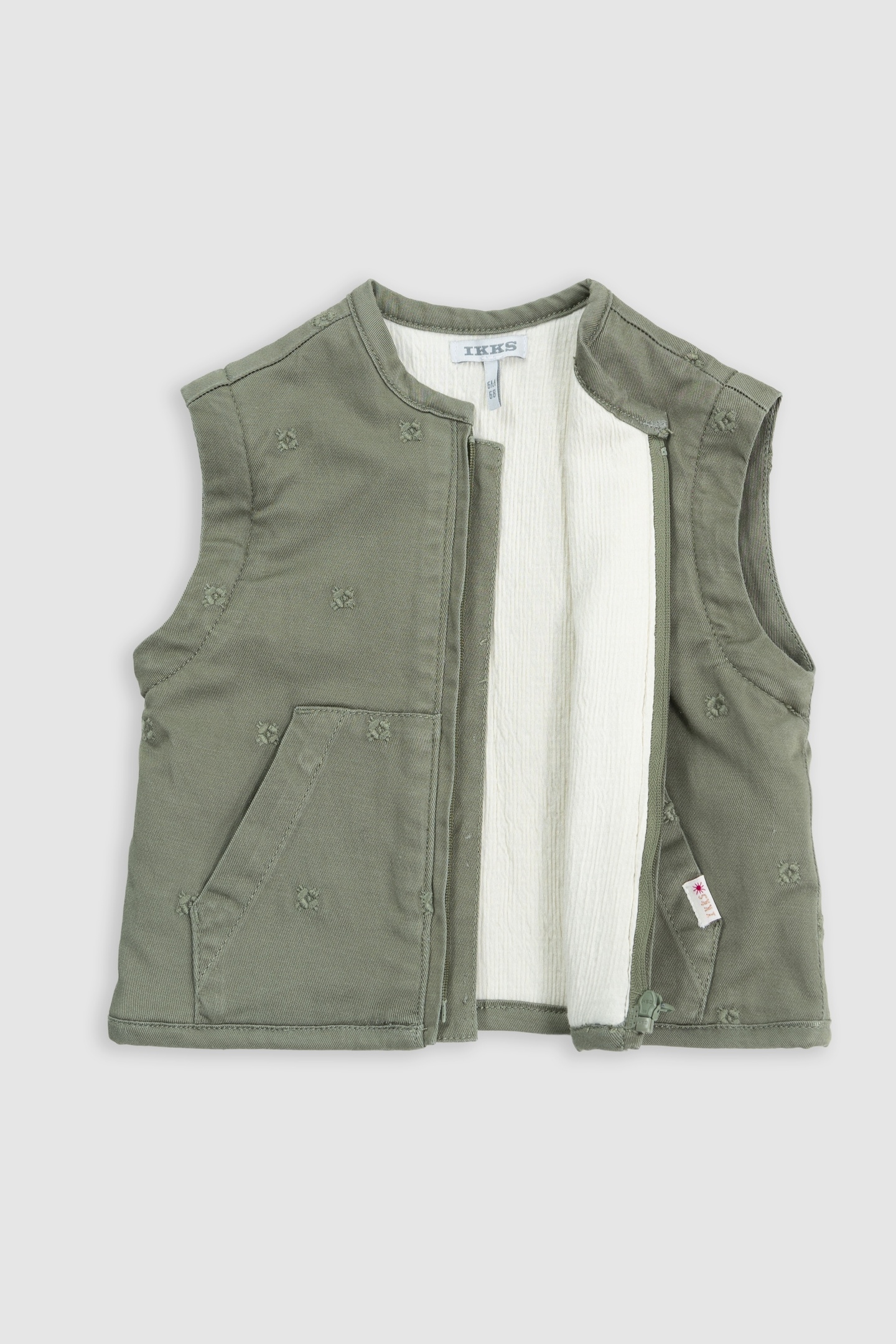 EMBROIDERED KHAKI JACKET WITH REMOVABLE SLEEVES 4