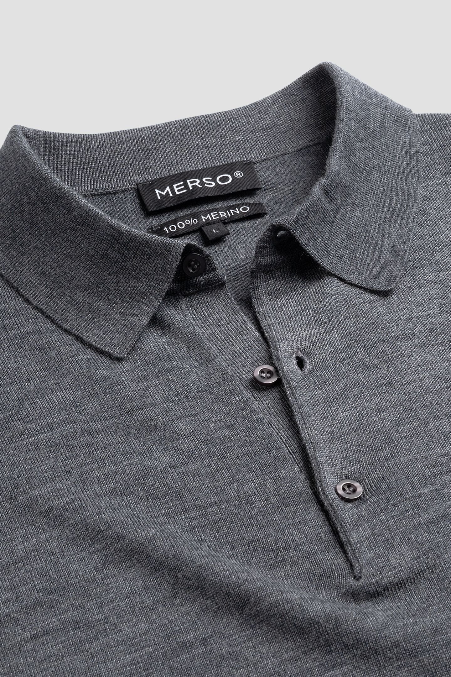 POLO LONG SLEEVE 100% MERINO STORM GREY 6