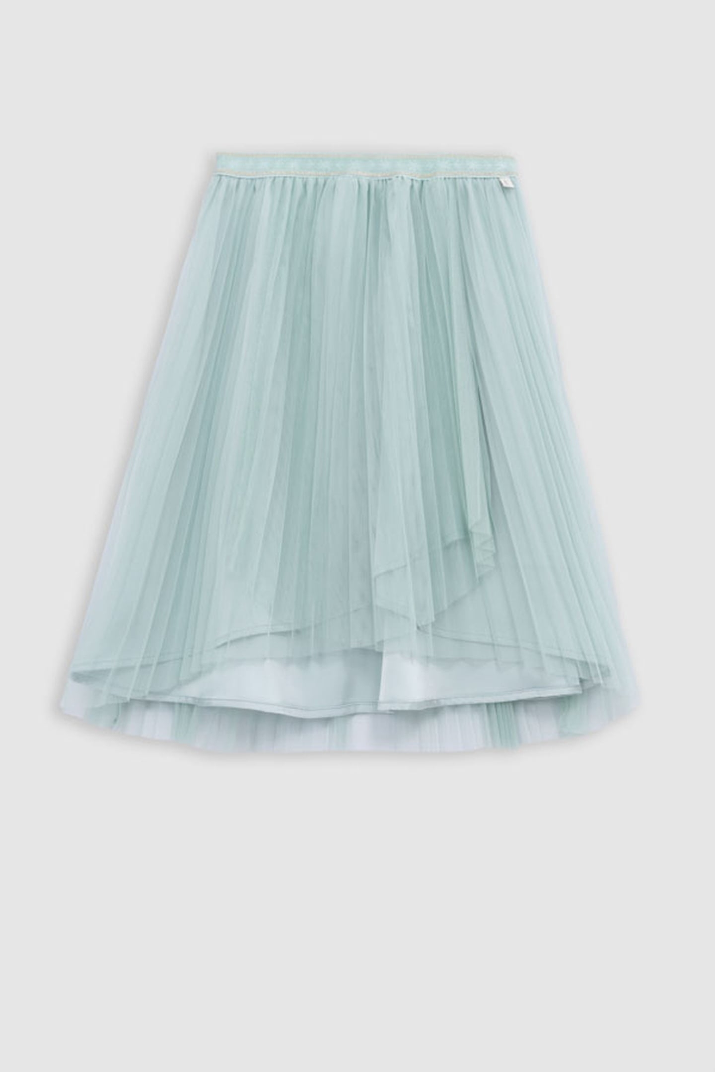 WATER GREEN ASYMMETRICAL PLEATED MIDI SKIRT-TUTU 4