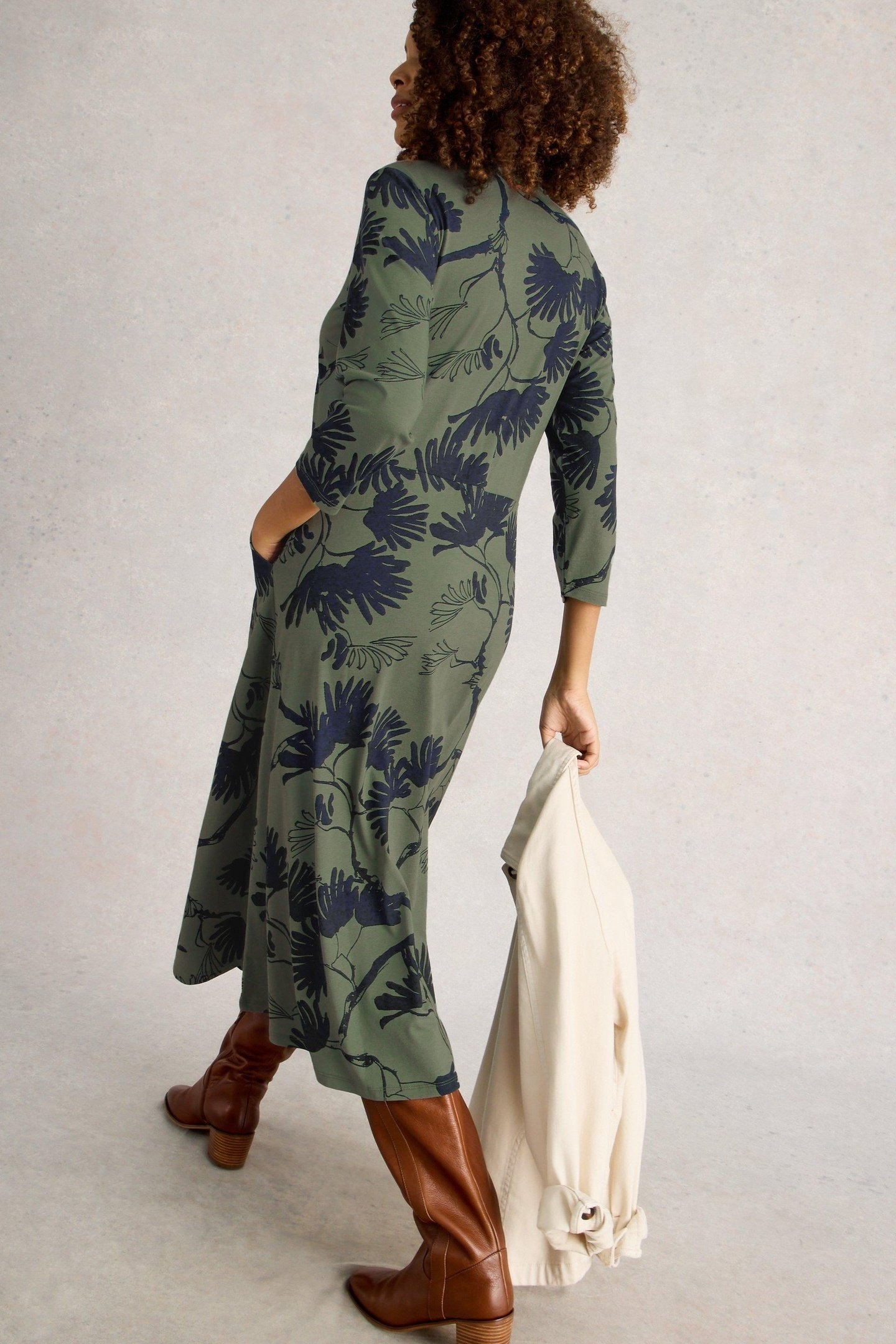 RUA JERSEY SHIRT DRESS GREEN MULTI 4