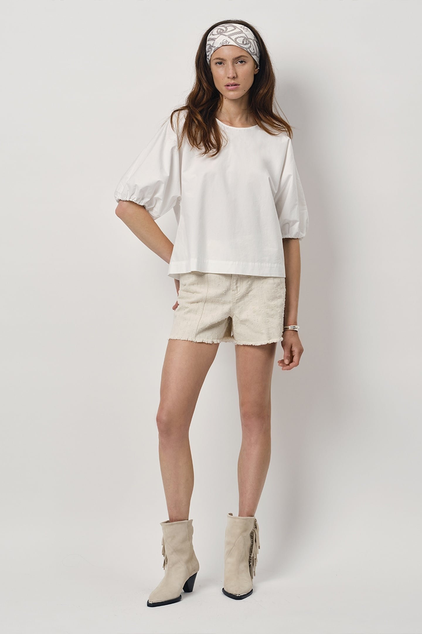 RIANN BALLOON SLEEVE TOP OPTIC WHITE 1