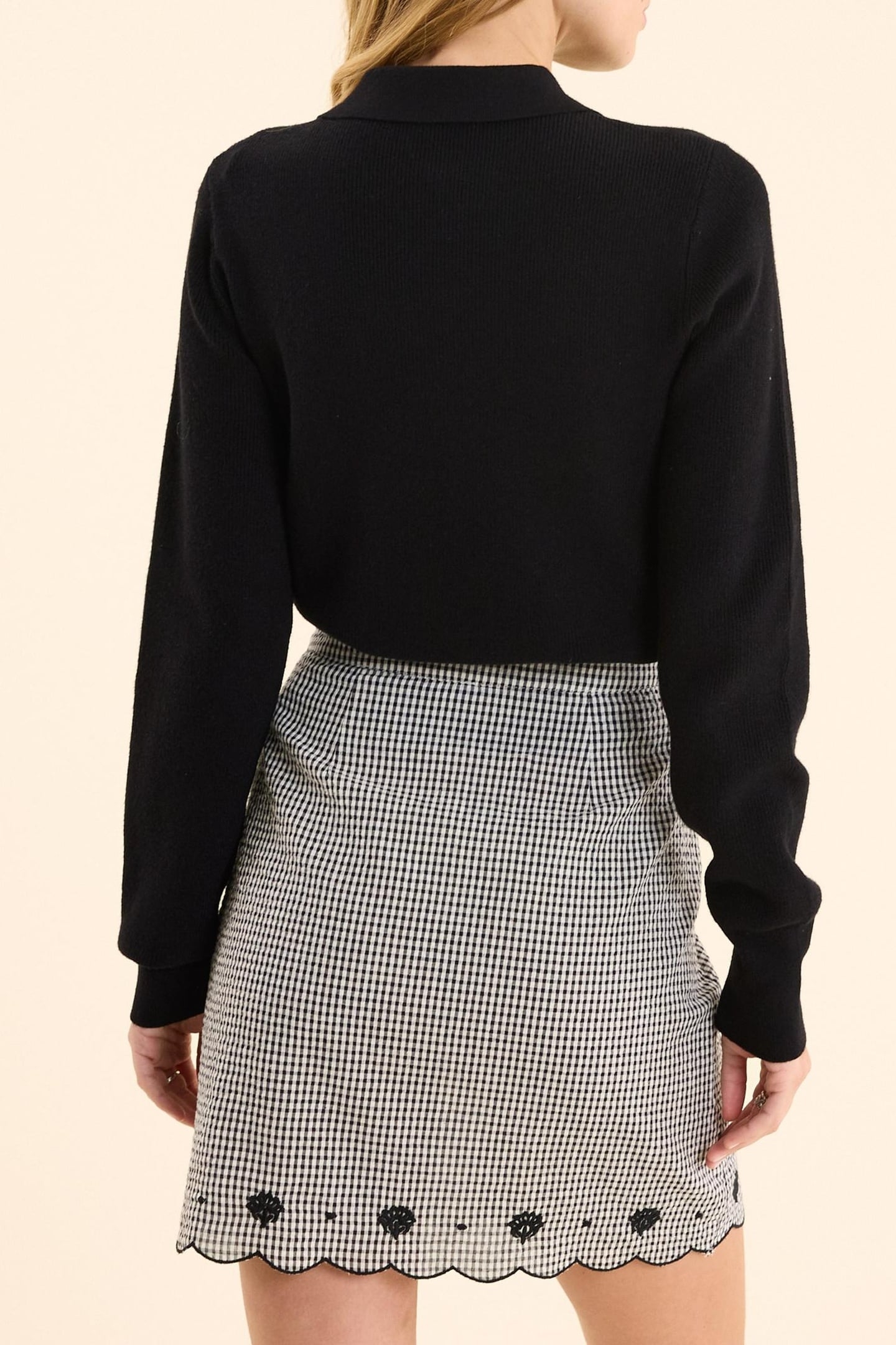 ECRU SKIRT WITH GINGHAM PATTERN AND EMBROIDERY ECRU 3