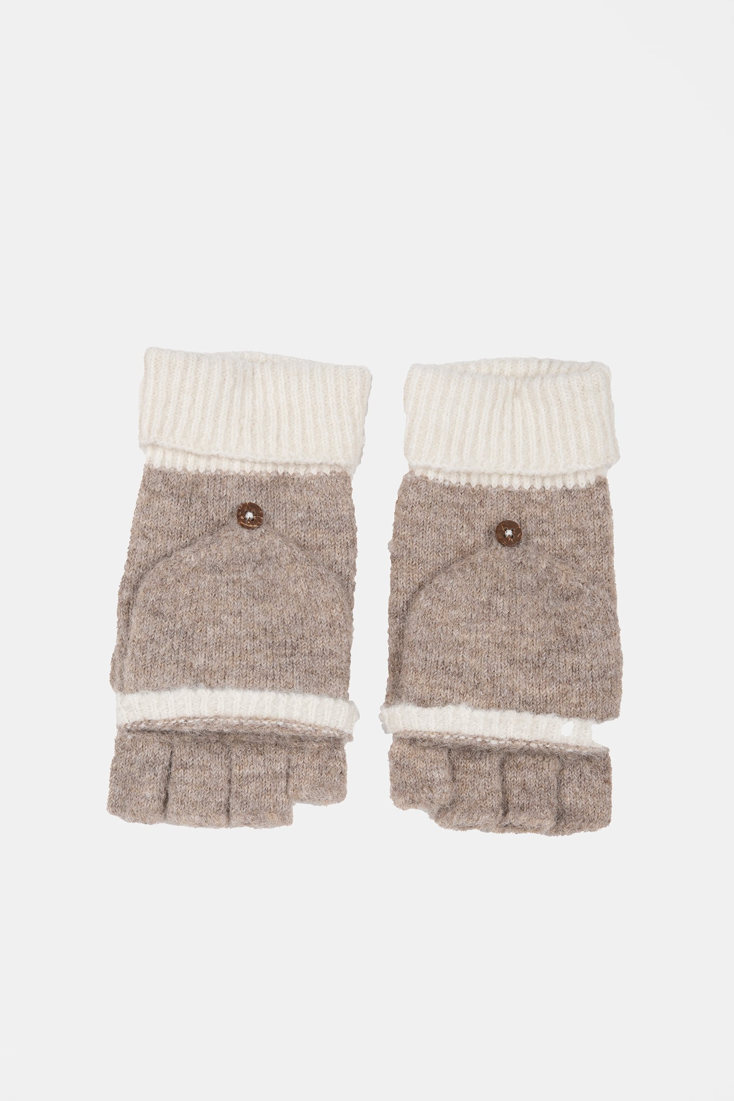 EMMA KNITTED FLIP MITT DARK NATURAL 1