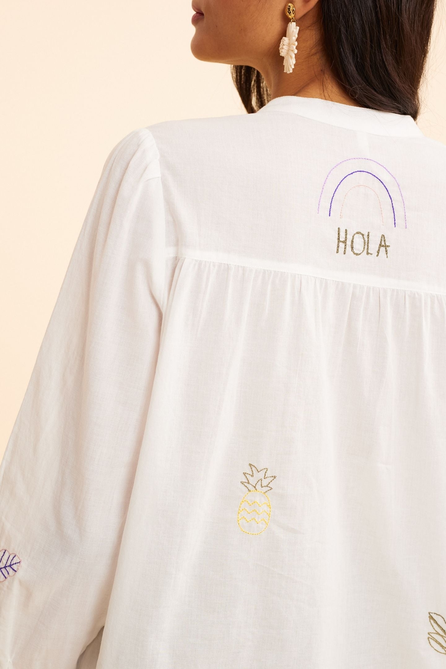 WHITE SHIRT WITH COLORED EMBROIDERY OFF-WHITE 6