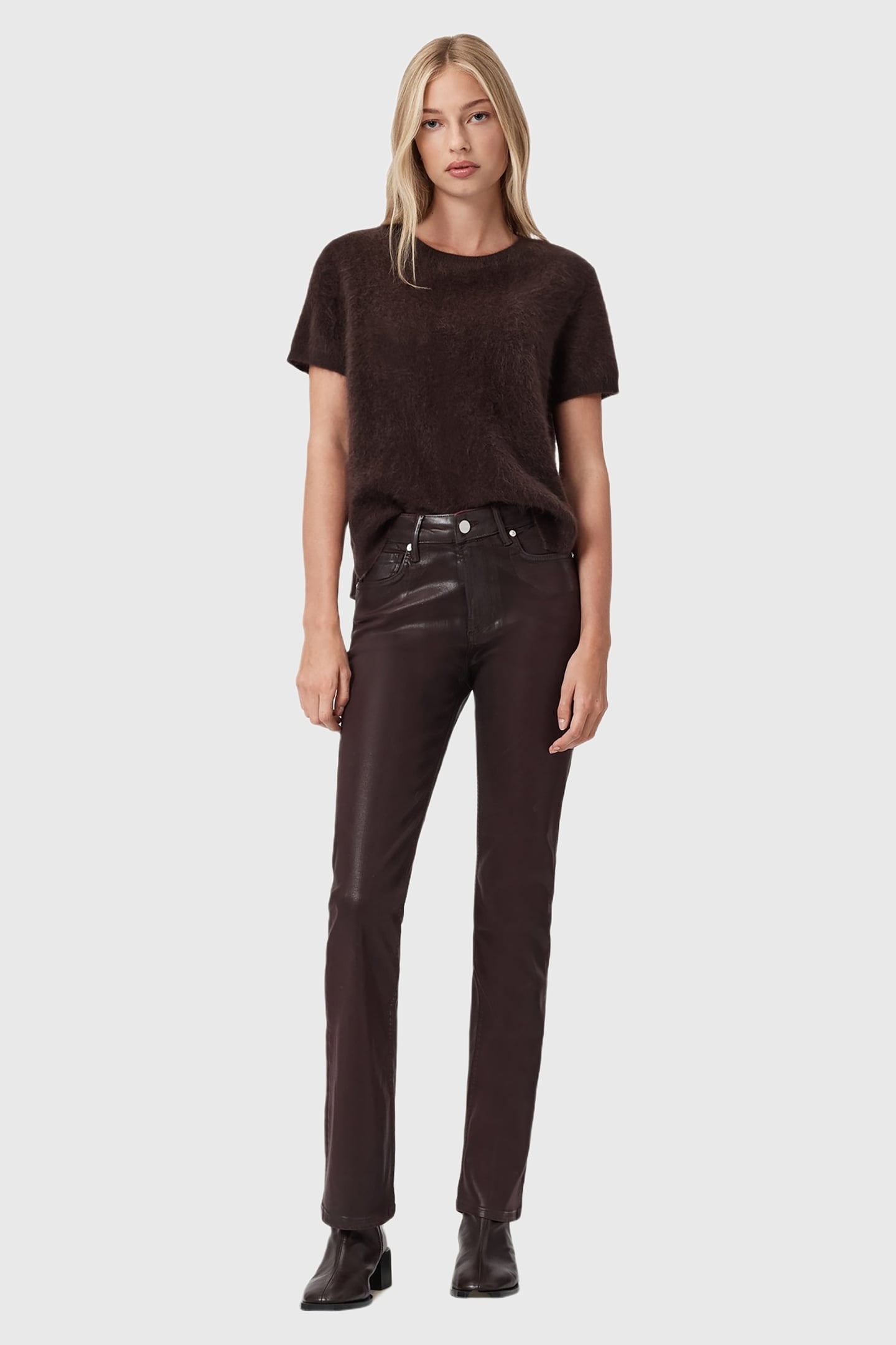 HALDAN COATED JEAN BURGUNDY RED 3