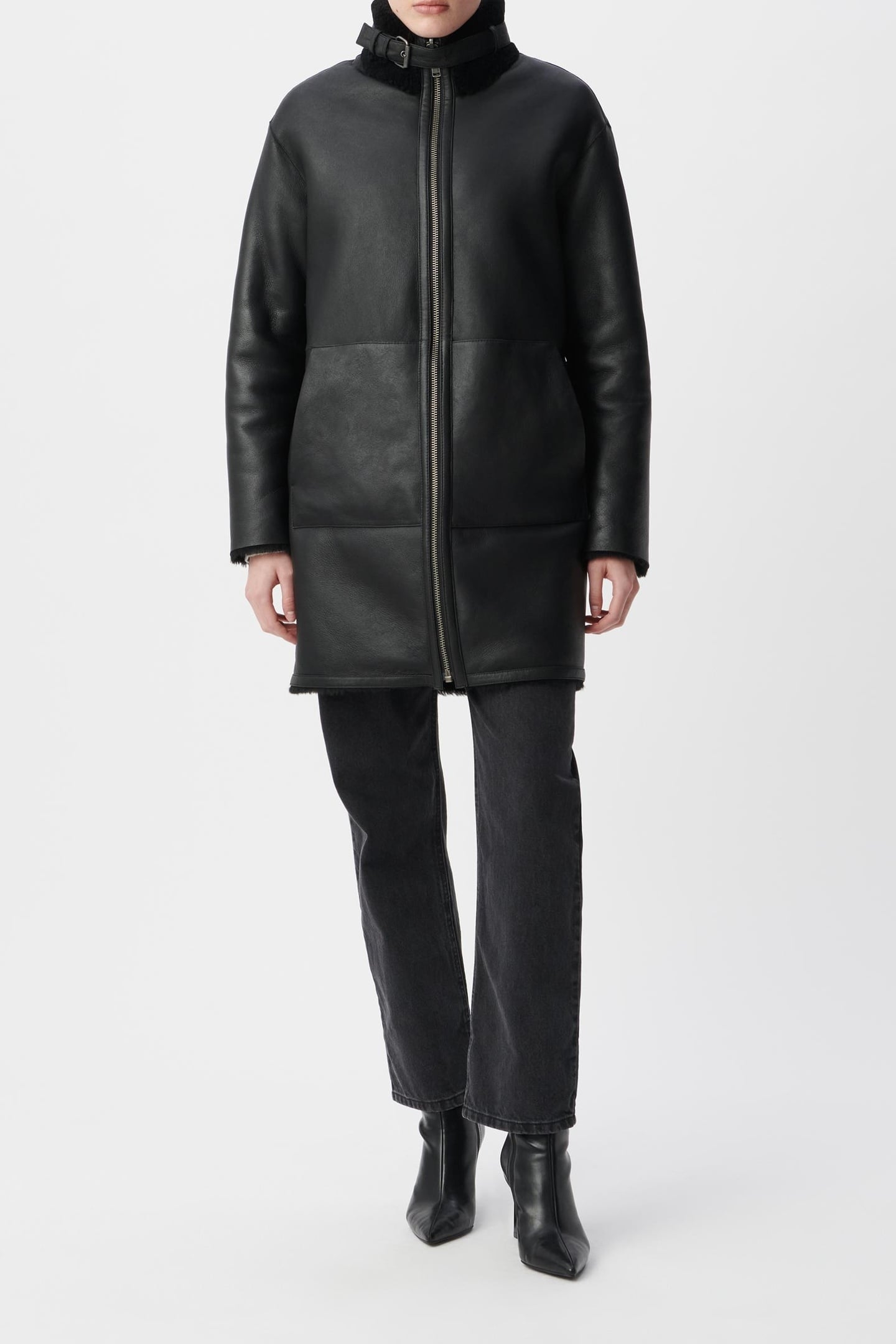 MID-LENGTH, BLACK, SHEEPSKIN COAT 3