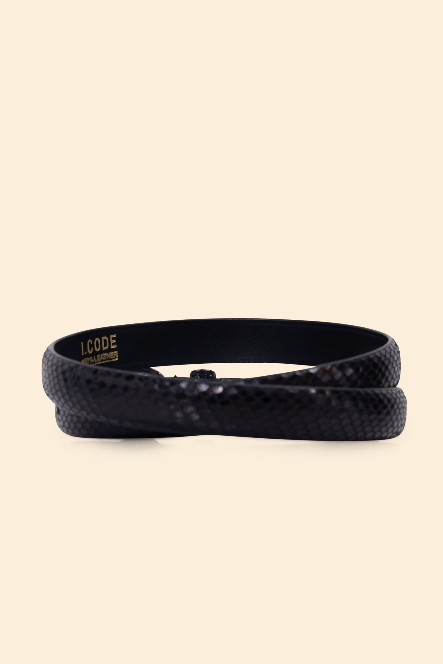 BLACK PYTHON-EFFECT LEATHER BELT BLACK 3