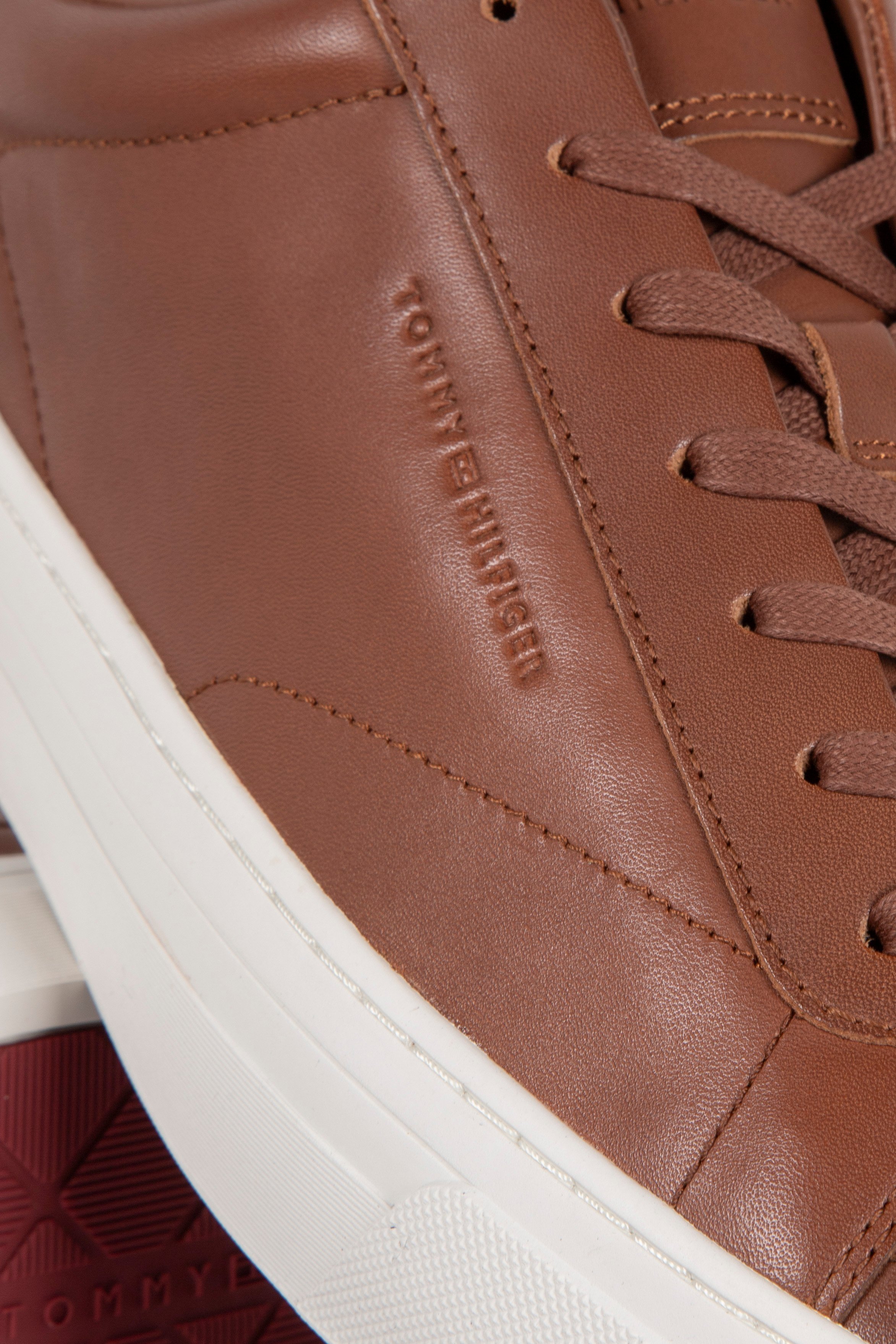 LEATHER CUPSOLE COURT SHOES WINTER COGNAC 4