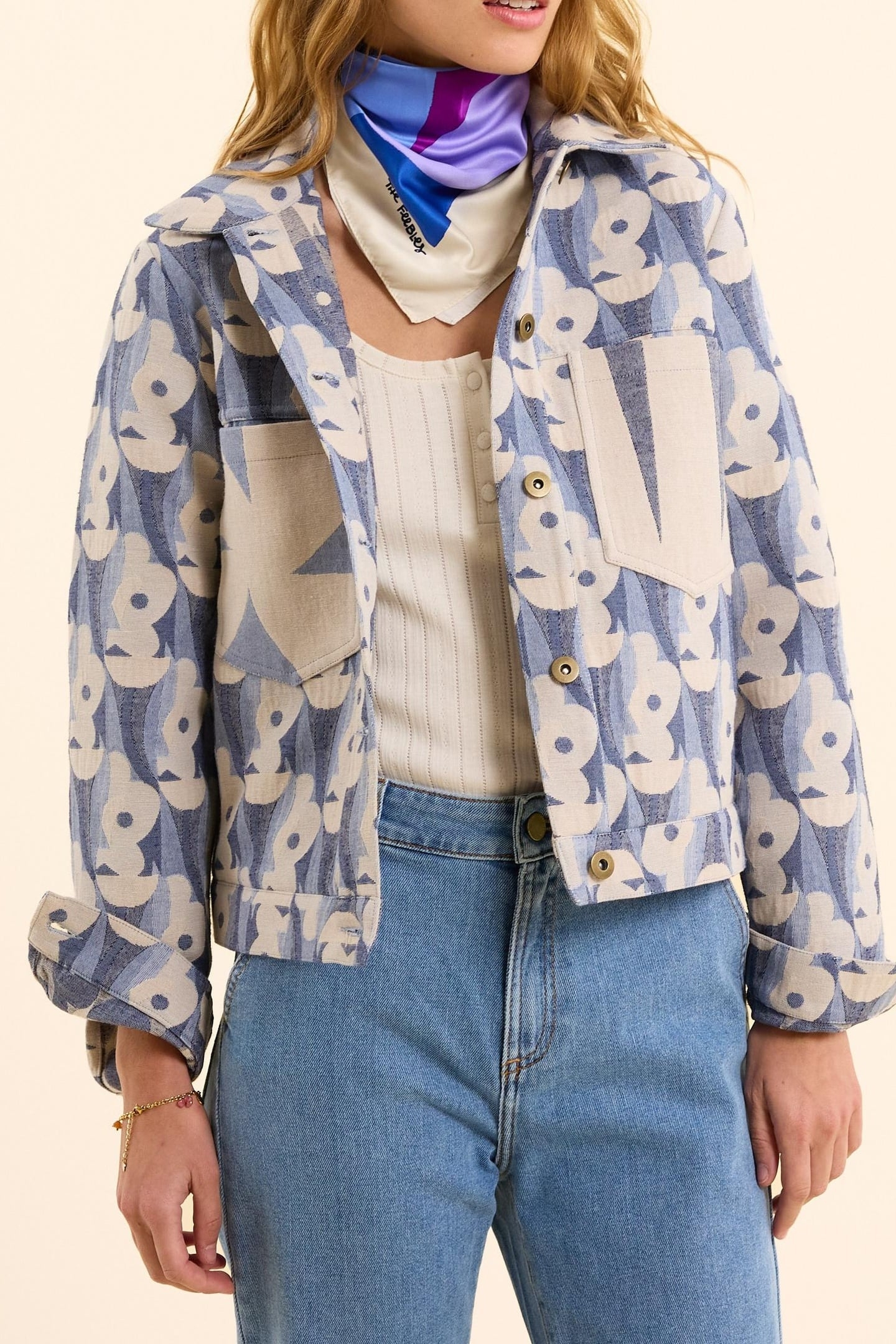 BLUE FLOWER JACQUARD JACKET SKY BLUE 3