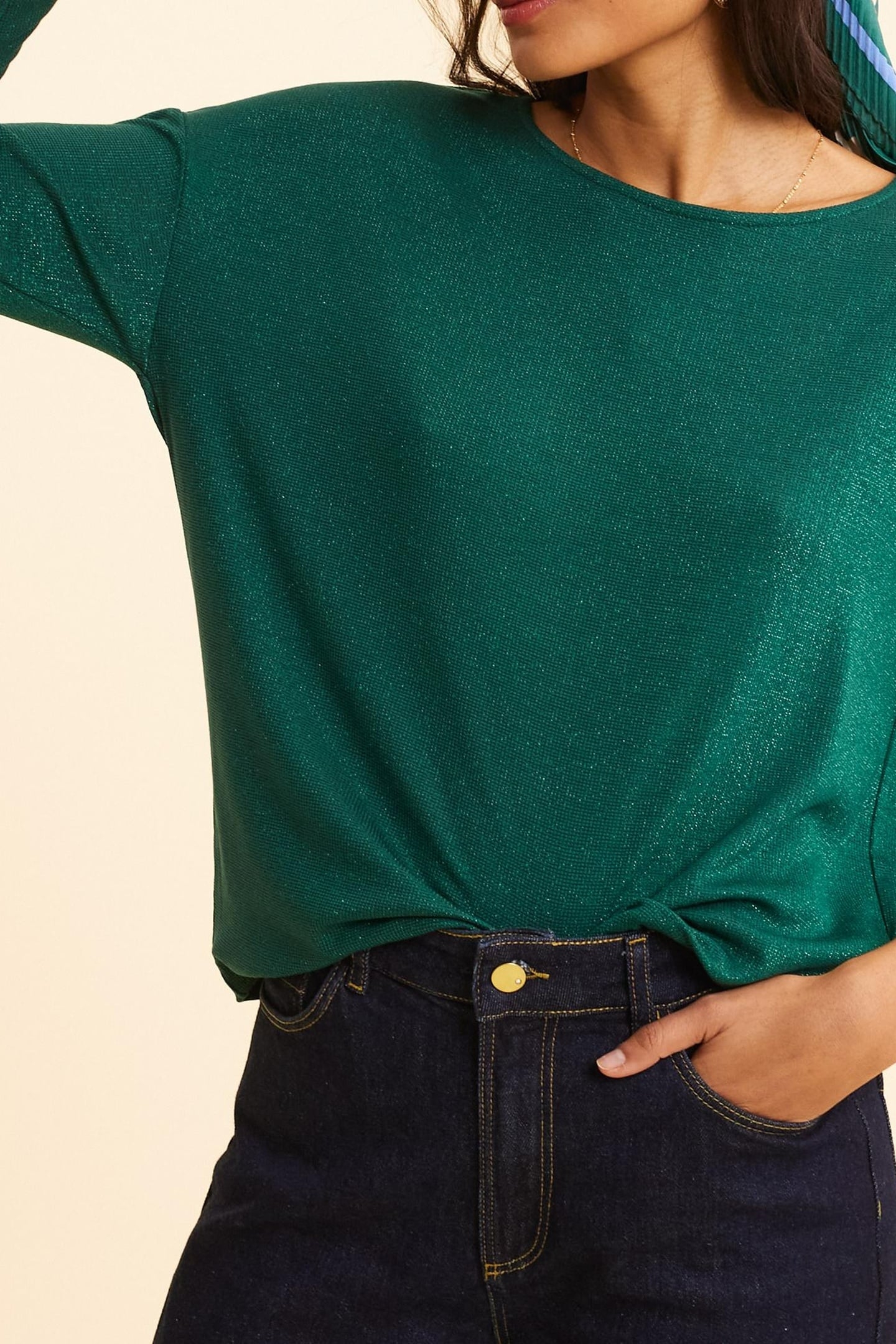 GREEN LUREX WAFFLE KNIT T-SHIRT GREEN 5