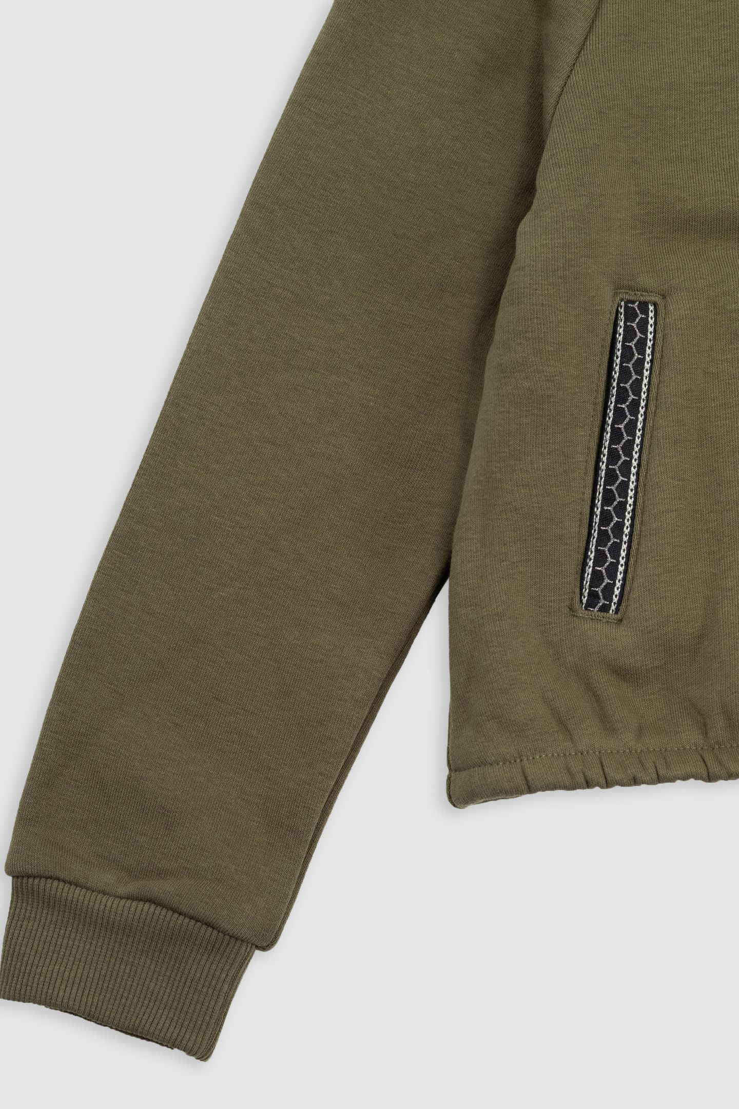 KHAKI CARDIGAN WITH FANCY BRAIDS ON GIRL'S POCKETS 4