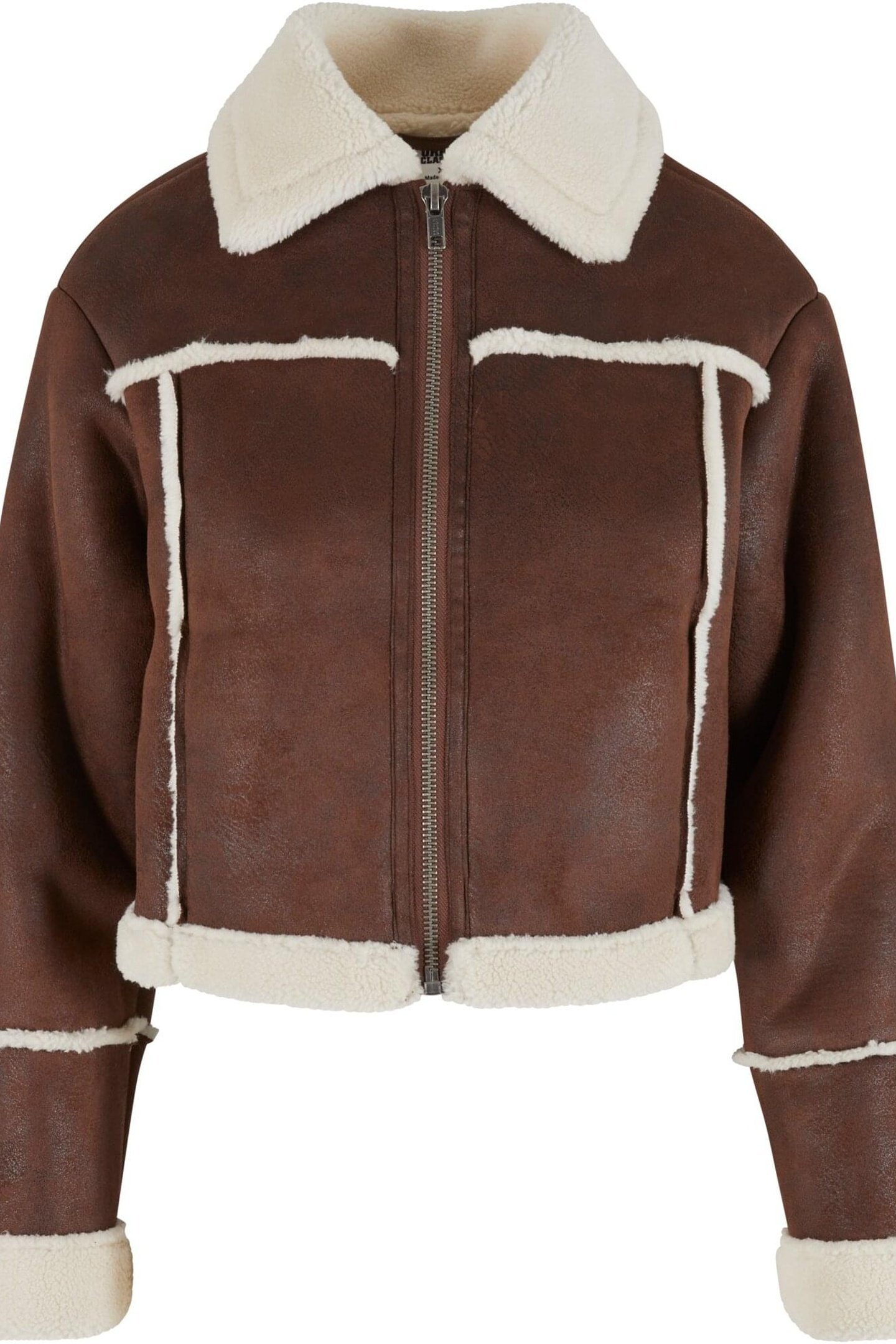 LADIES SHEARLING JACKET BROWN/WHITESAND 5