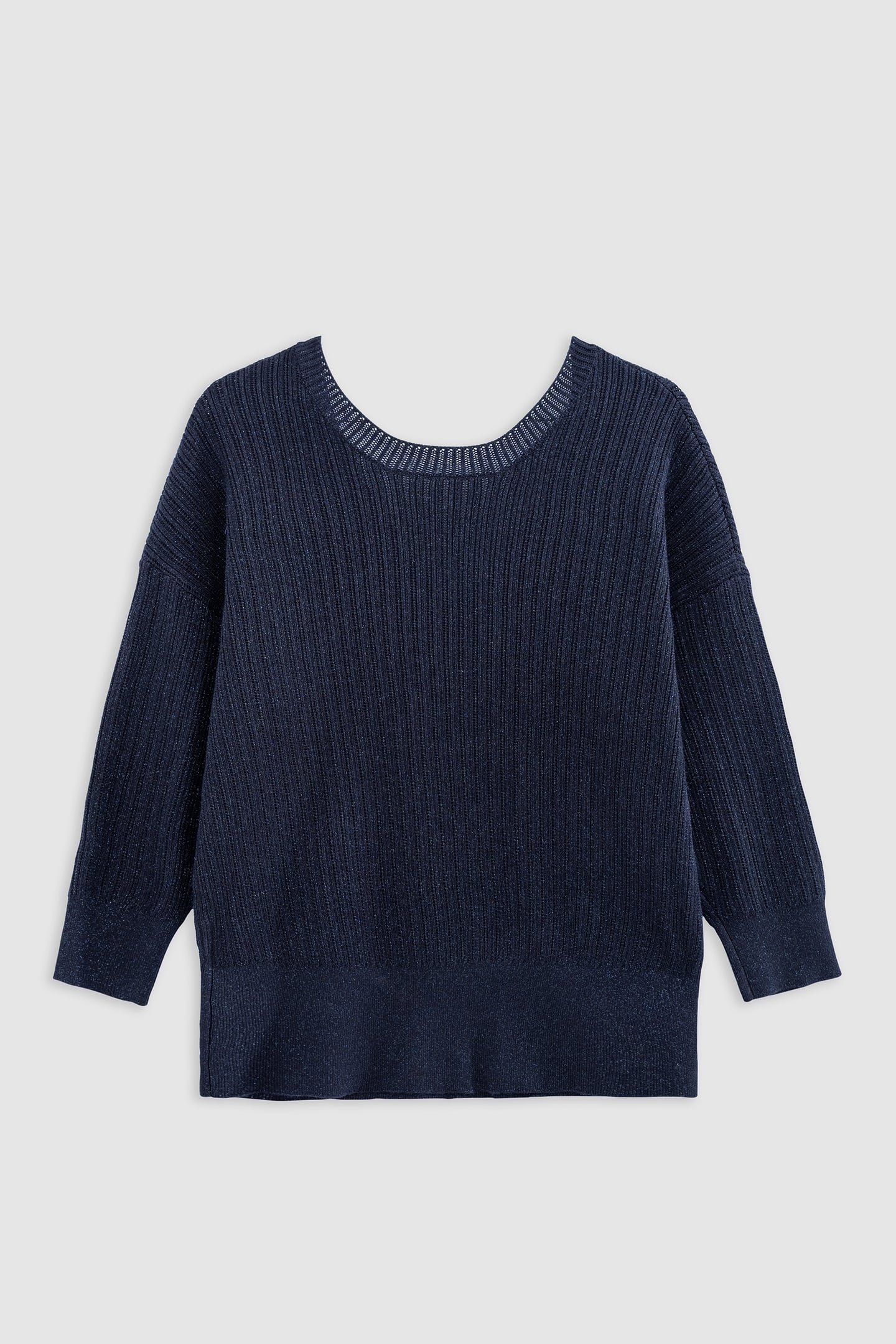 CHIC NAVY OPENWORK LUREX SWEATER 4