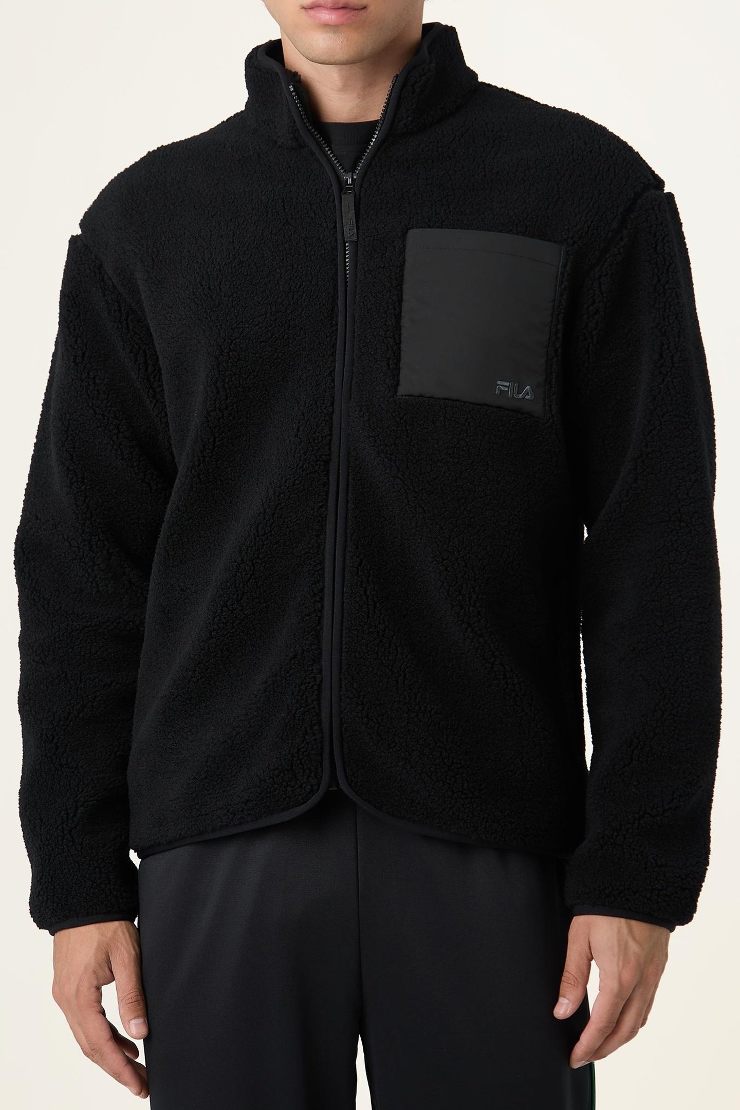VALGRANA REGULAR TEDDY FLEECE JACKET BLACK 1
