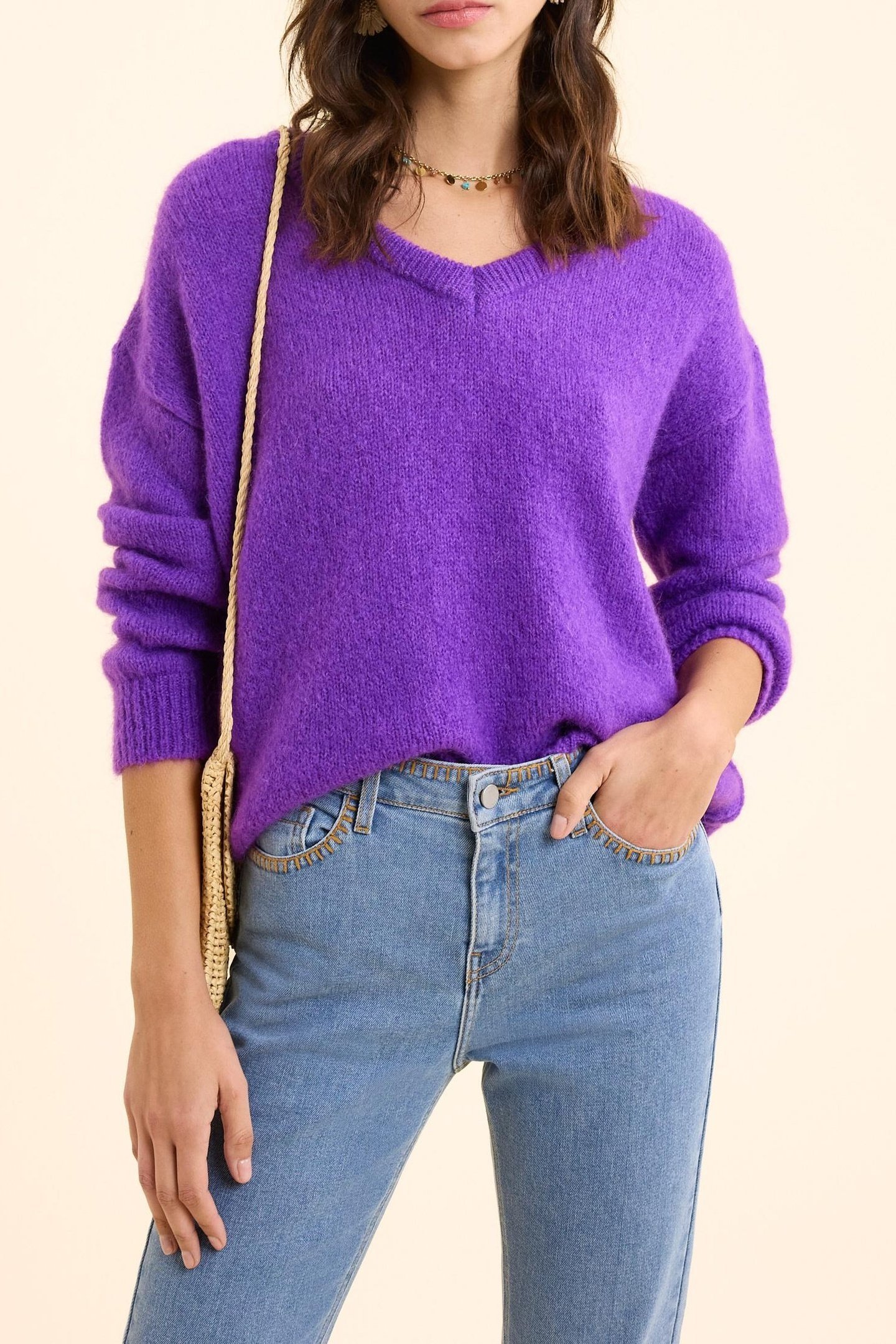DARK PURPLE KNITTED SWEATER DARK PURPLE 1