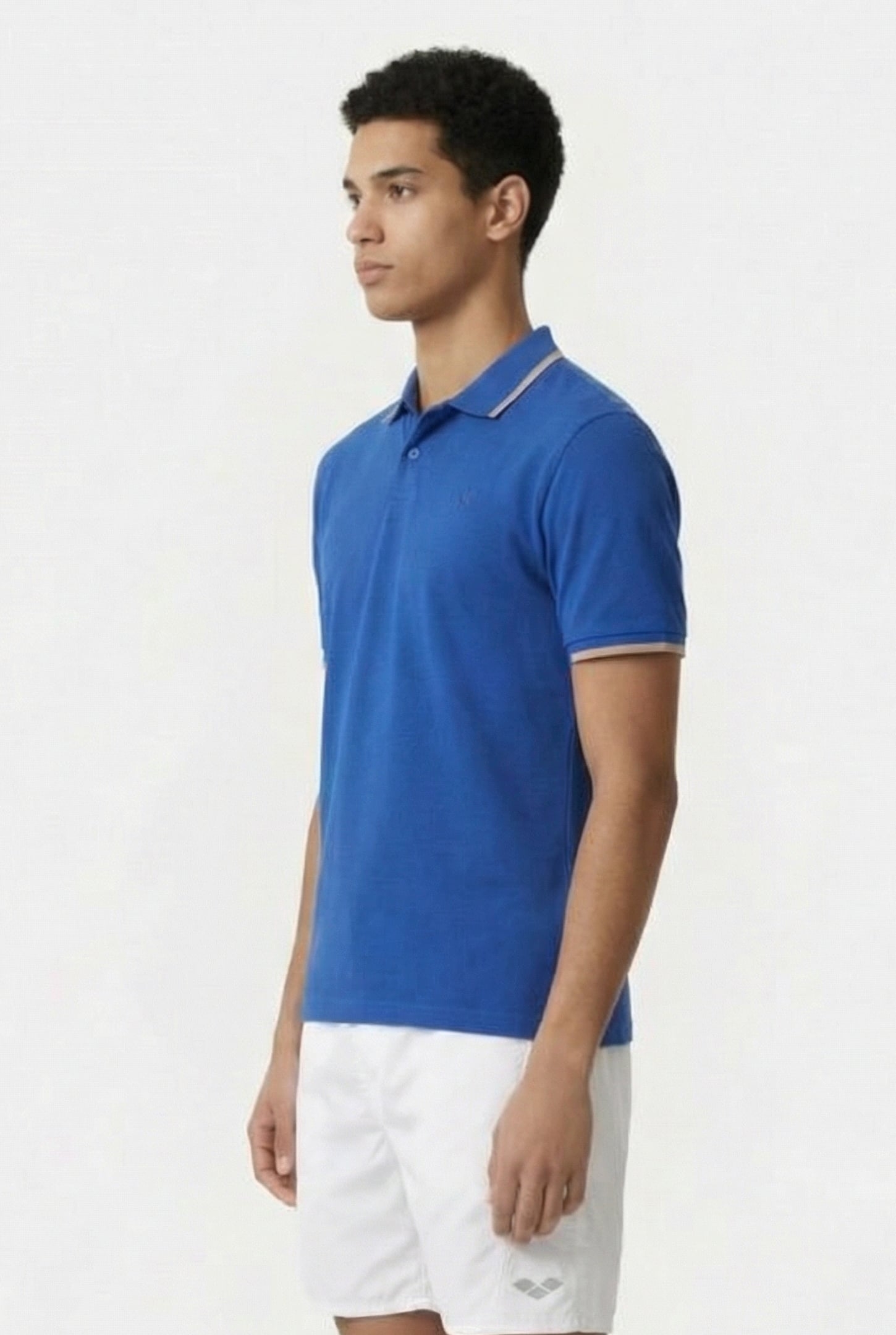 MEN'S POLOSHIRT ARENA TRIM COTTON PIQUET ROYAL-SALMON PINK 3