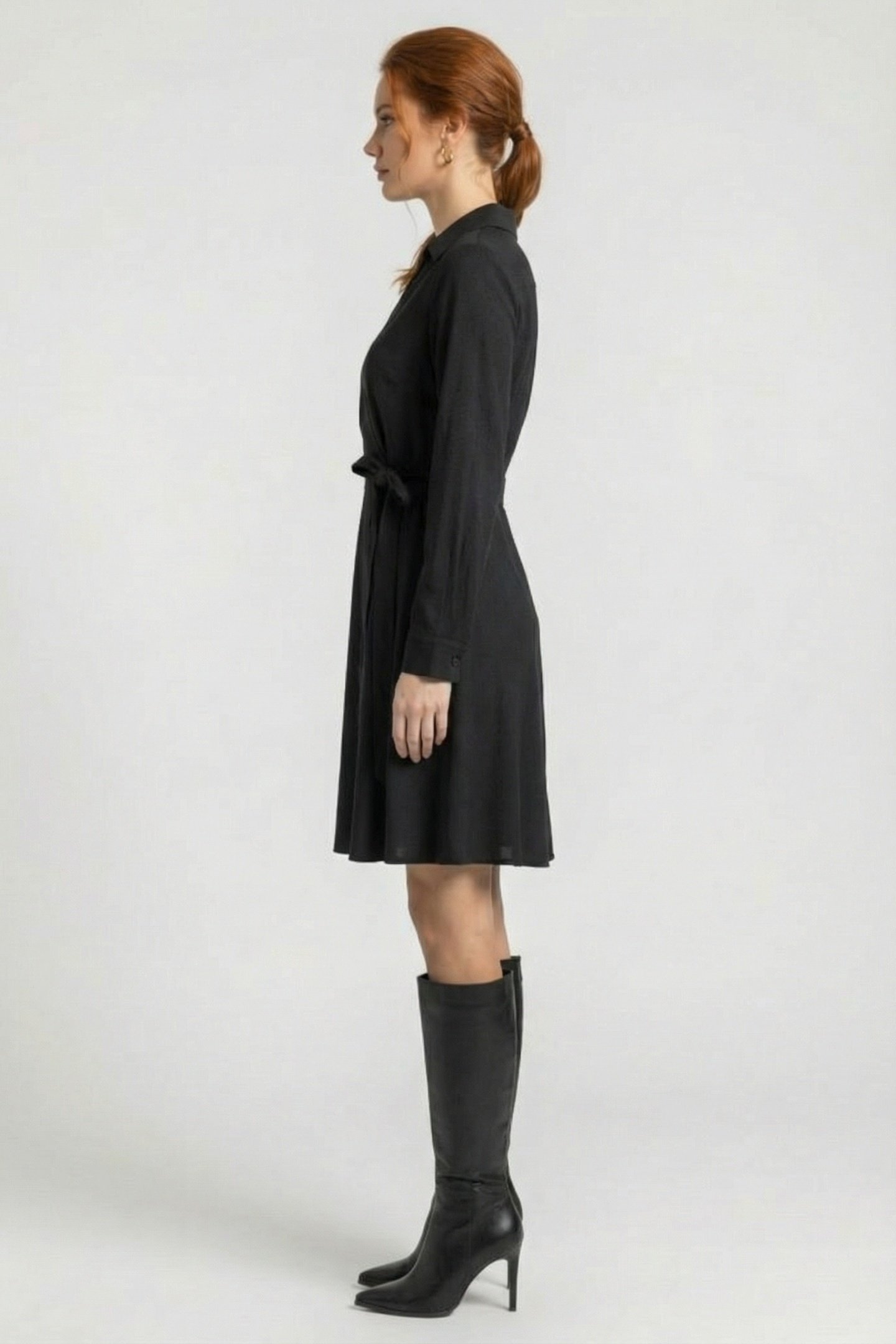 VISCOSE TWILL KNEE DRESS BLACK 3