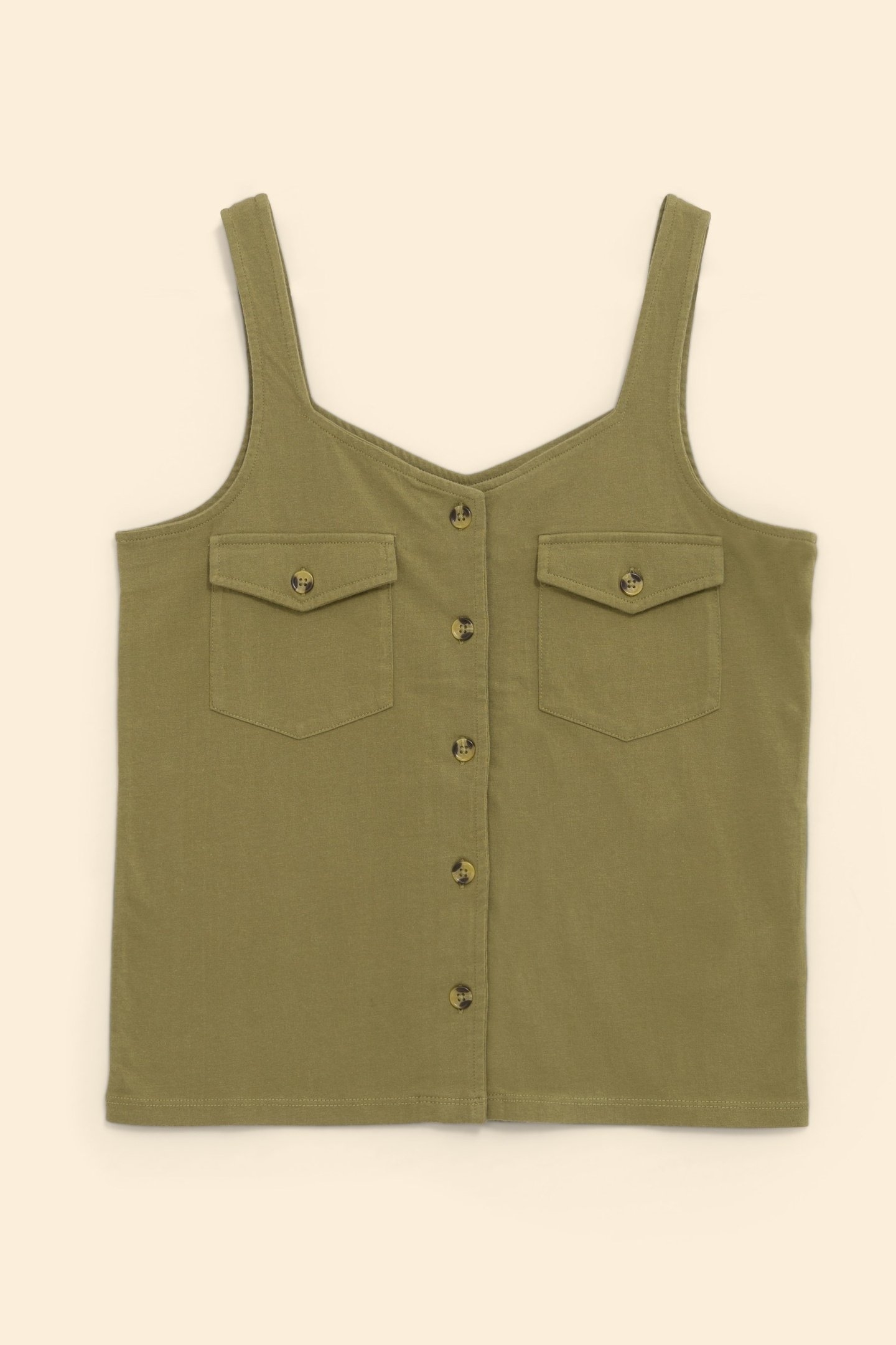KHAKI TANK TOP WITH CHEST POCKETS KHAKI 4