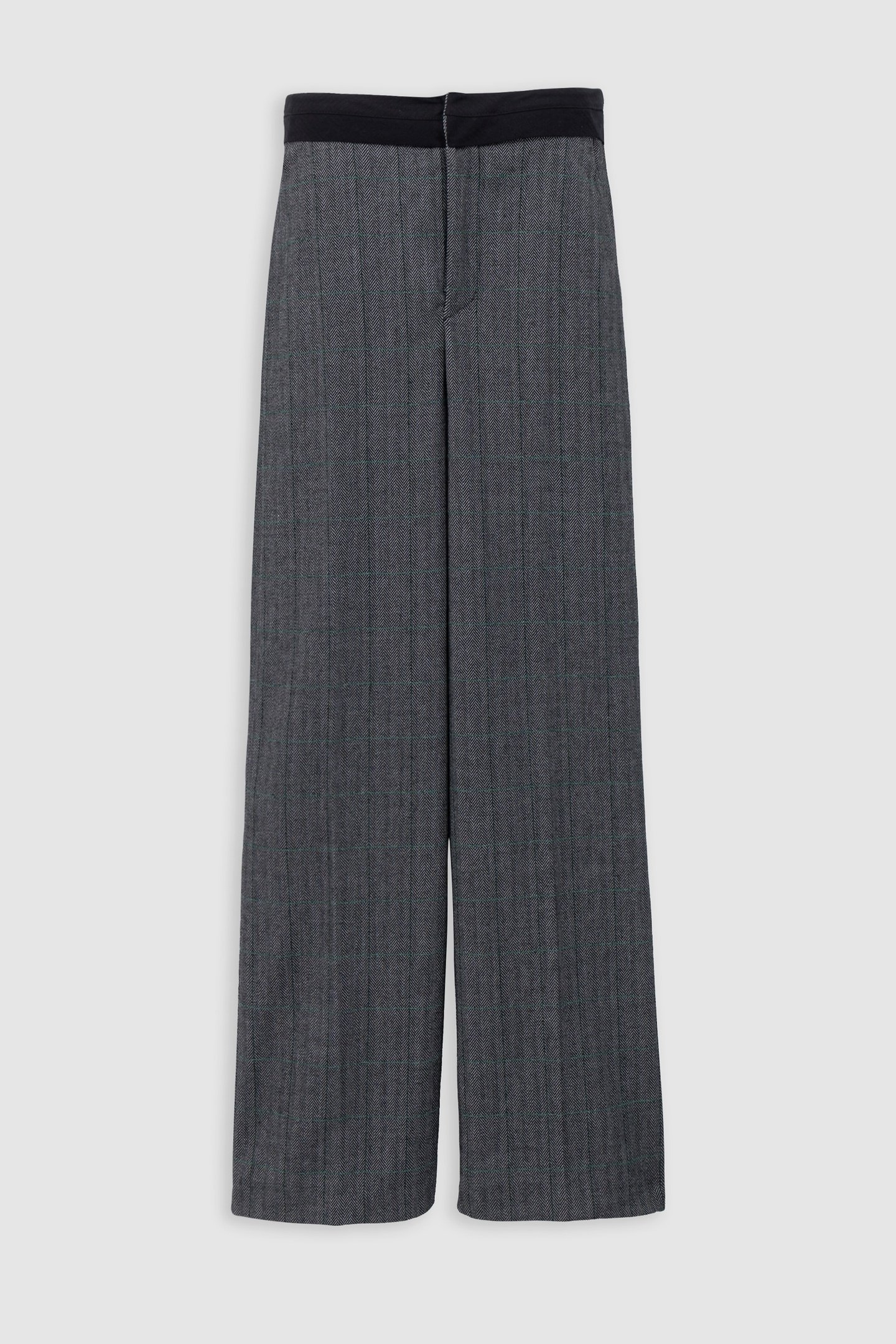 BLACK HERRINGBONE CHECK SUIT PANTS 5