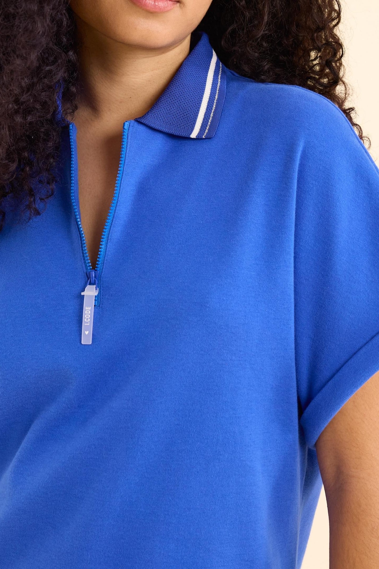 BLUE DRESS WITH ZIPPED POLO NECK ELECTRIC BLUE 6