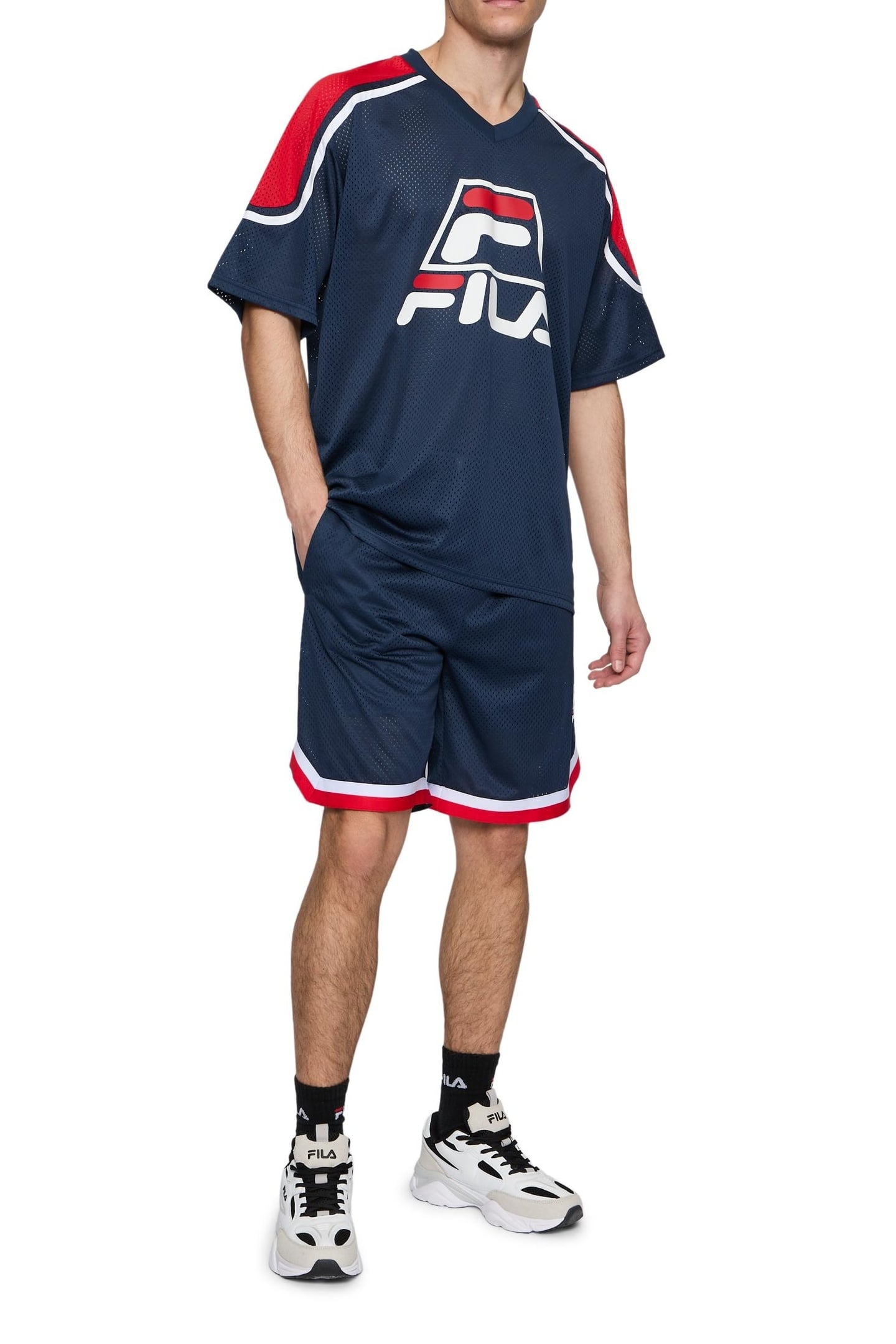 LOMMEL OVERSIZED MESH TEE BLACK IRIS-TRUE RED 2