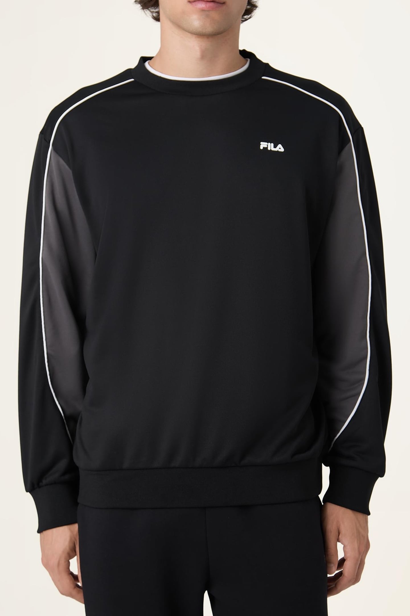 RIVOLI LOOSE BLOCKED CREWNECK SWEATSHIRT BLACK 1