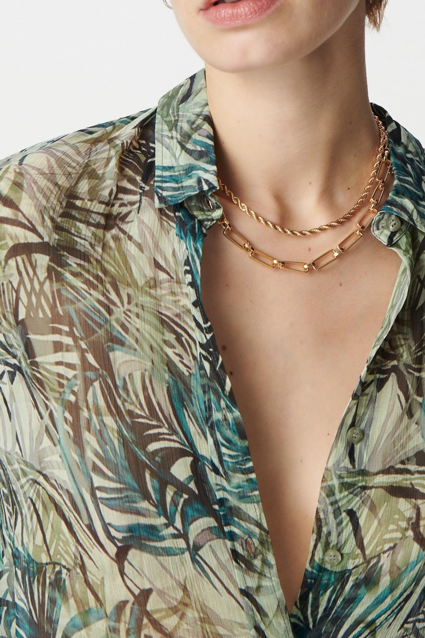 TURQUOISE FOLIAGE PRINT SHIRT 4