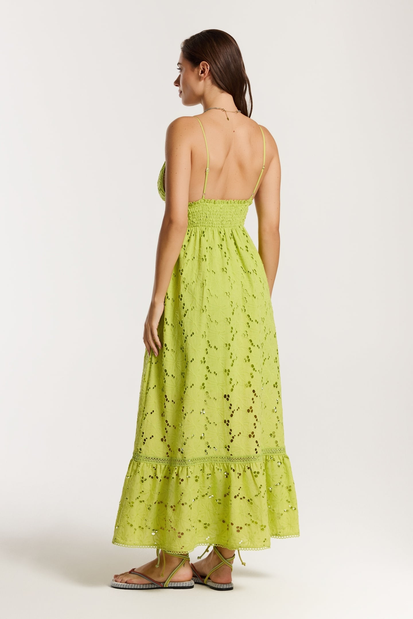 JASMIN DRESS FLOWER BRODERIE GREEN FLOWER BRODERIE 5
