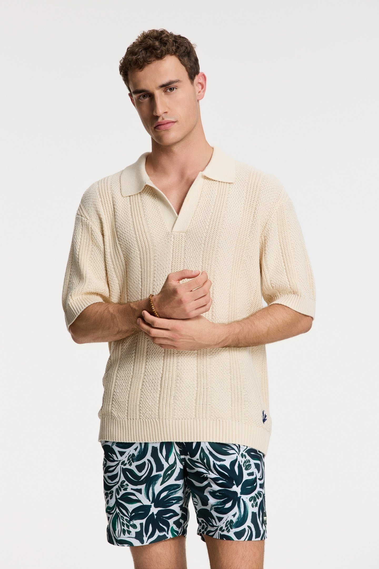 PITT KNITTED POLO SOLID BEIGE 1
