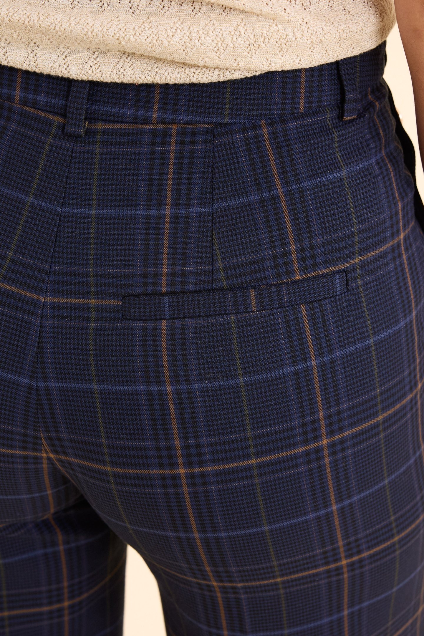 NAVY CHECK SUIT TROUSERS MARINE 7