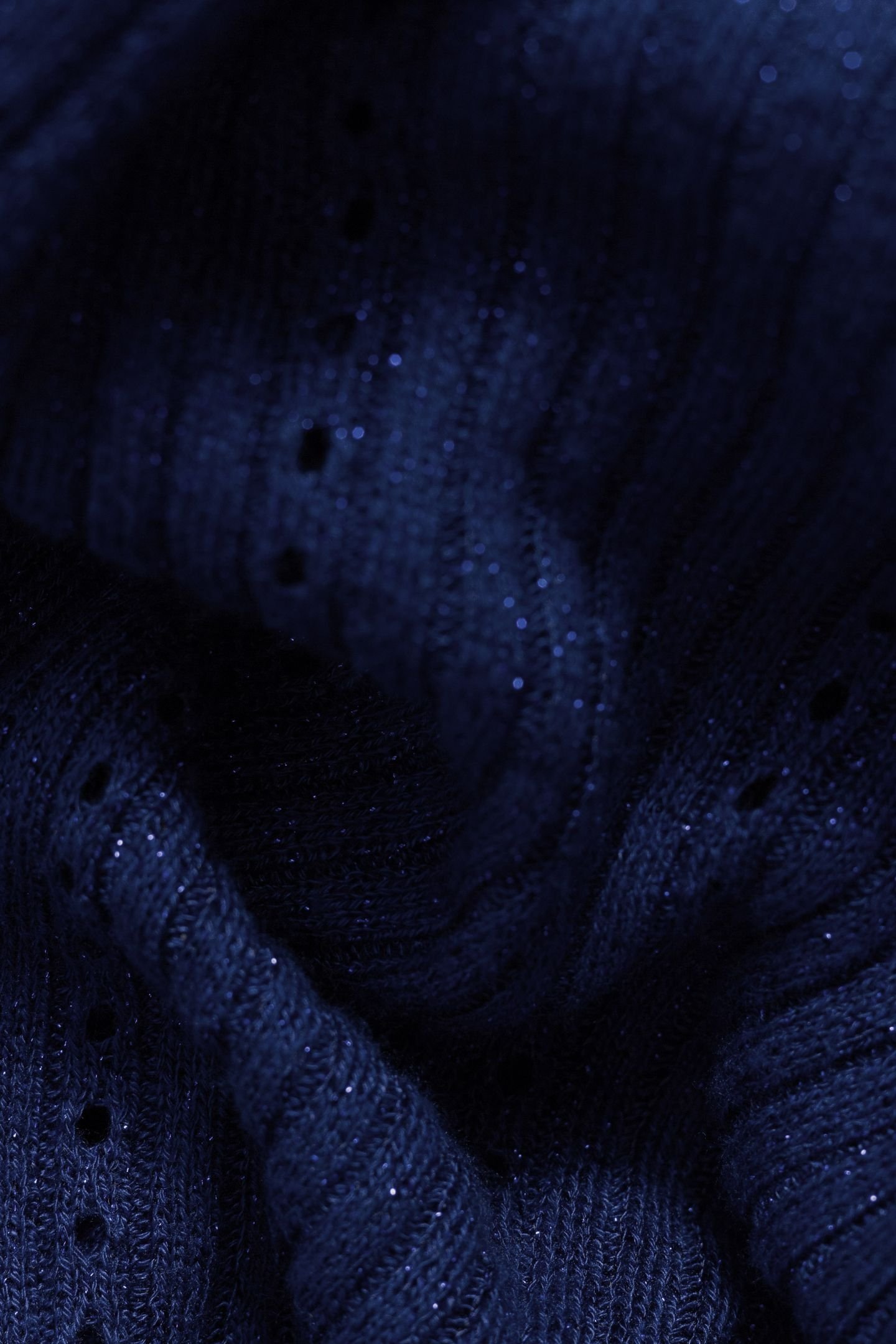 BLUE LUREX OPENWORK RIBBED KNIT SWEATER INDIGO 7